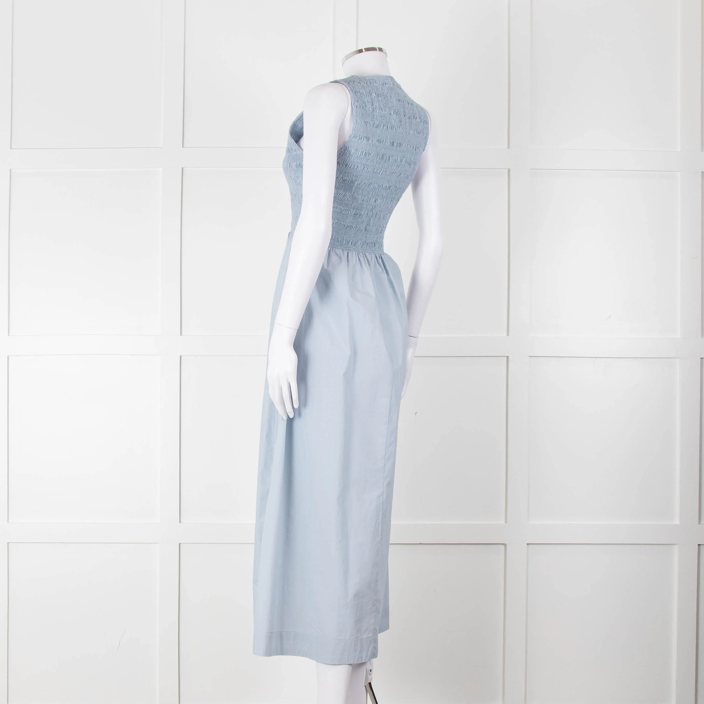 Faithful The Brand Pale Blue Midi Dress with Smocked Top - Image 6