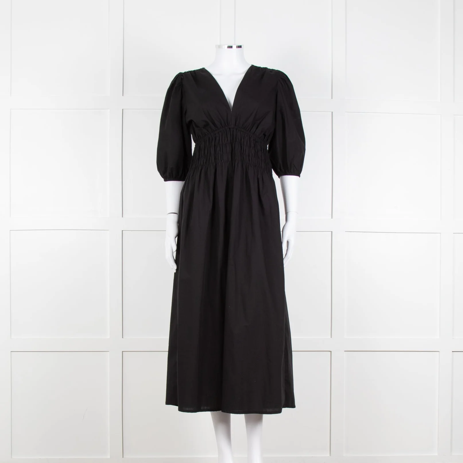 Faithfull The Brand The Grace Black Midi Dress