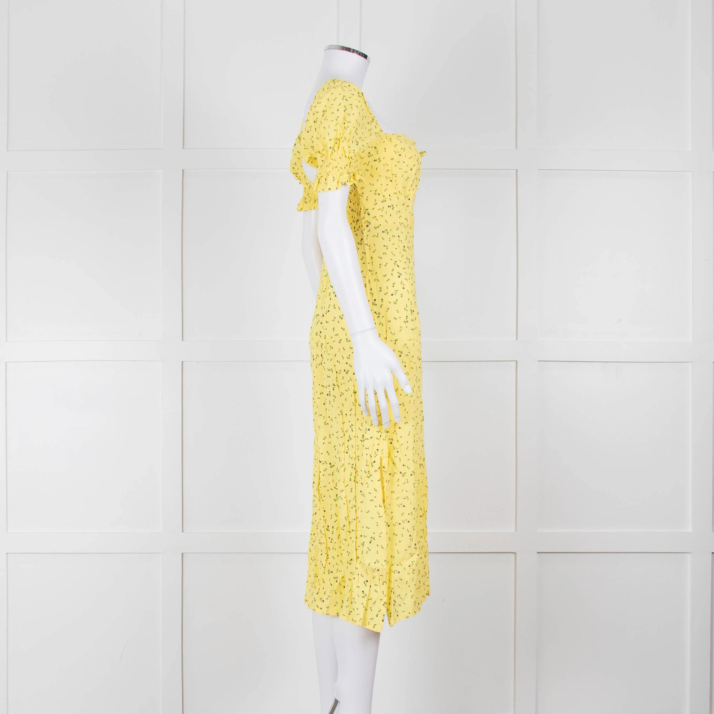 Faithfull The Brand Evelyn La Fica Yellow Floral Print Dress - Image 3