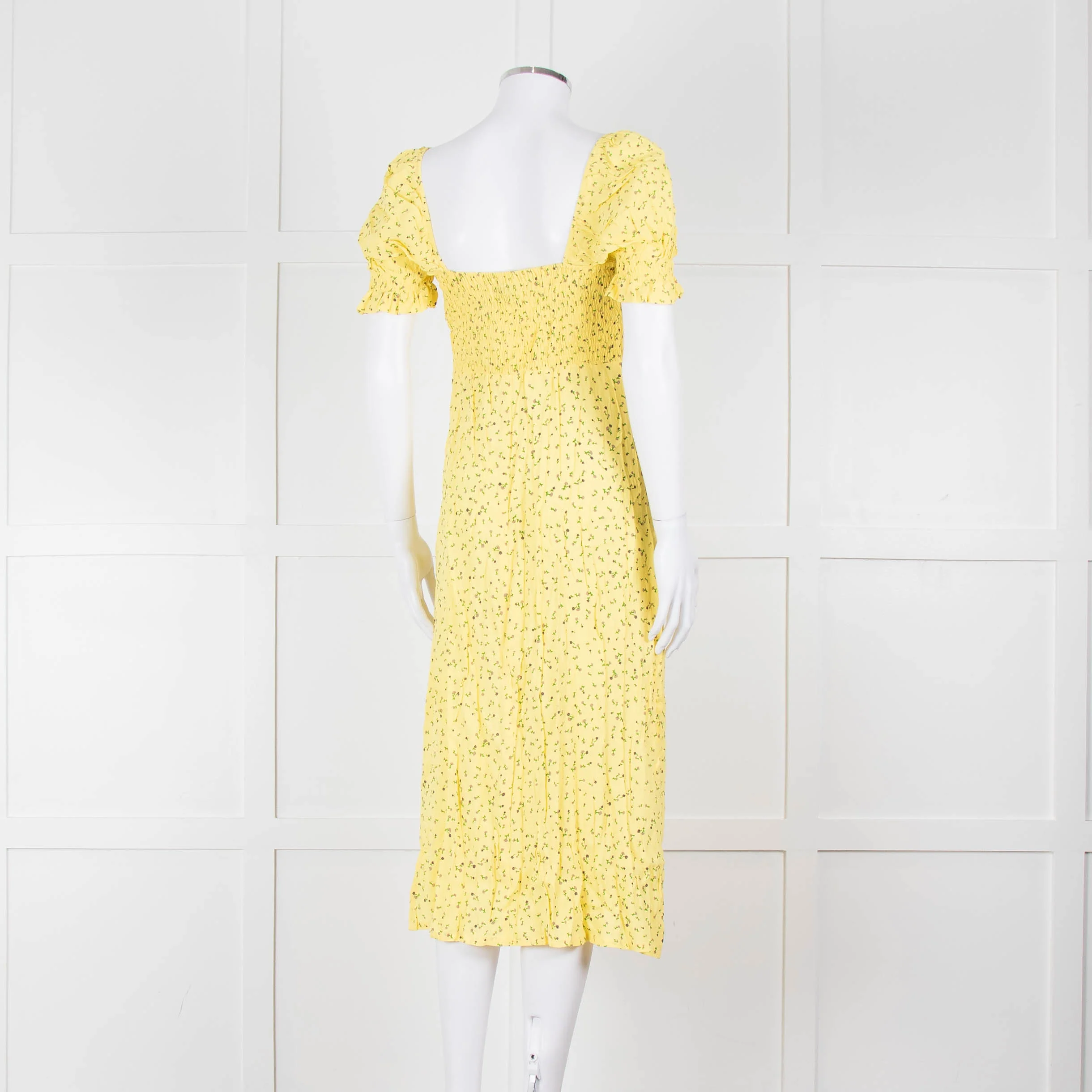 Faithfull The Brand Evelyn La Fica Yellow Floral Print Dress - Image 4