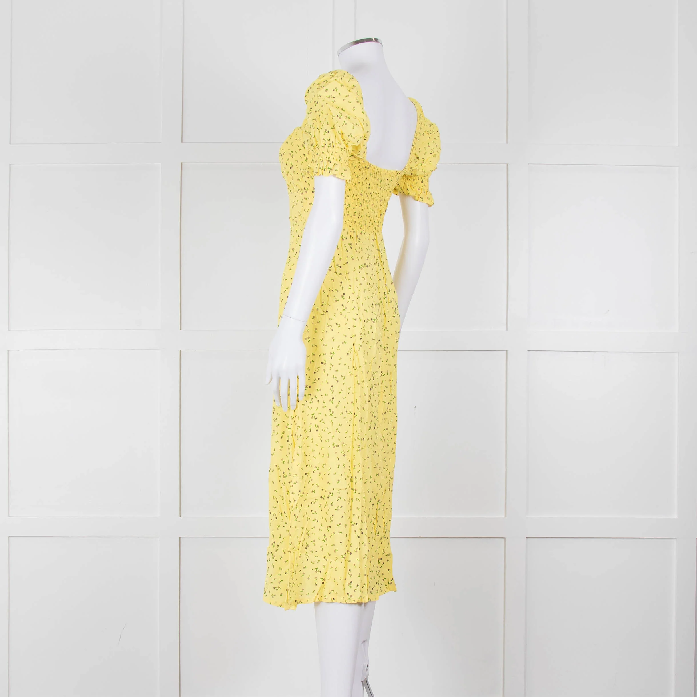 Faithfull The Brand Evelyn La Fica Yellow Floral Print Dress - Image 6