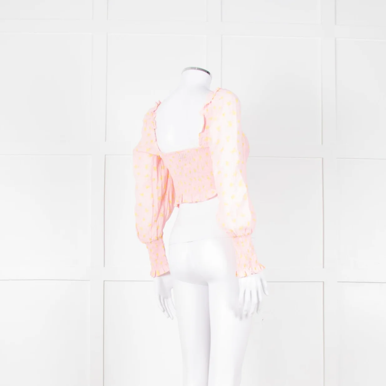 Faithfull The Brand Pale Pink Yellow Cropped Long Sleeve Top - Image 5