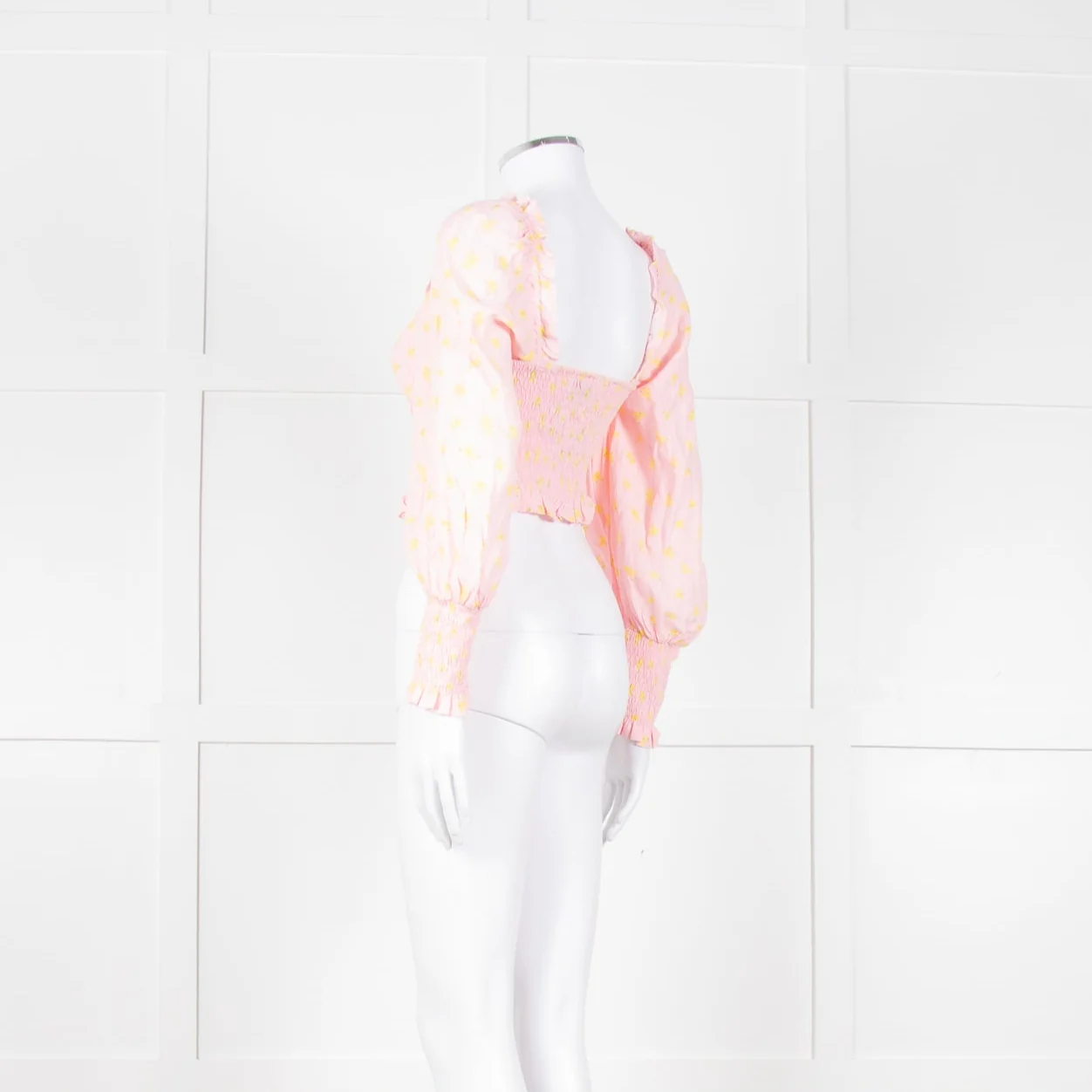 Faithfull The Brand Pale Pink Yellow Cropped Long Sleeve Top - Image 7