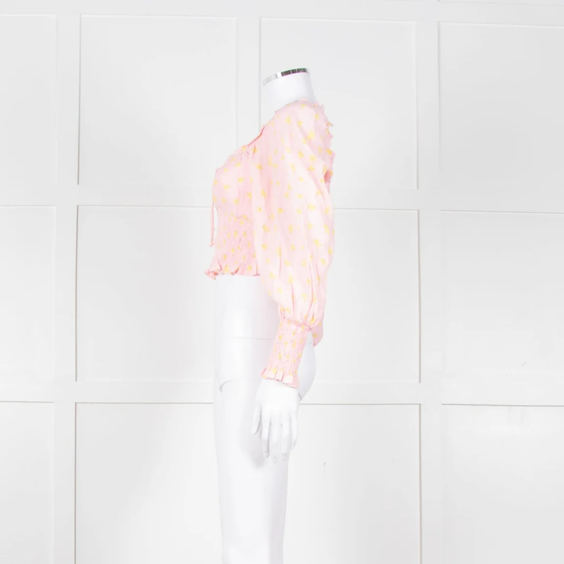 Faithfull The Brand Pale Pink Yellow Cropped Long Sleeve Top - Image 8