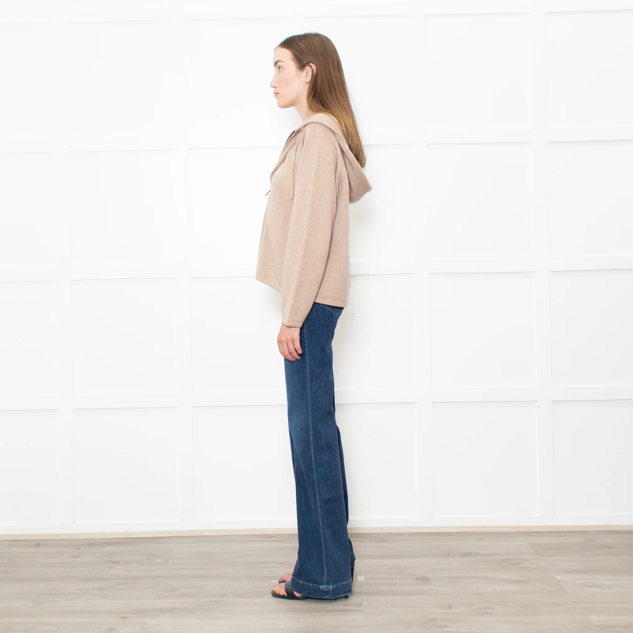 Falke Camel Cashmere Zip Up Hood Top - Image 4