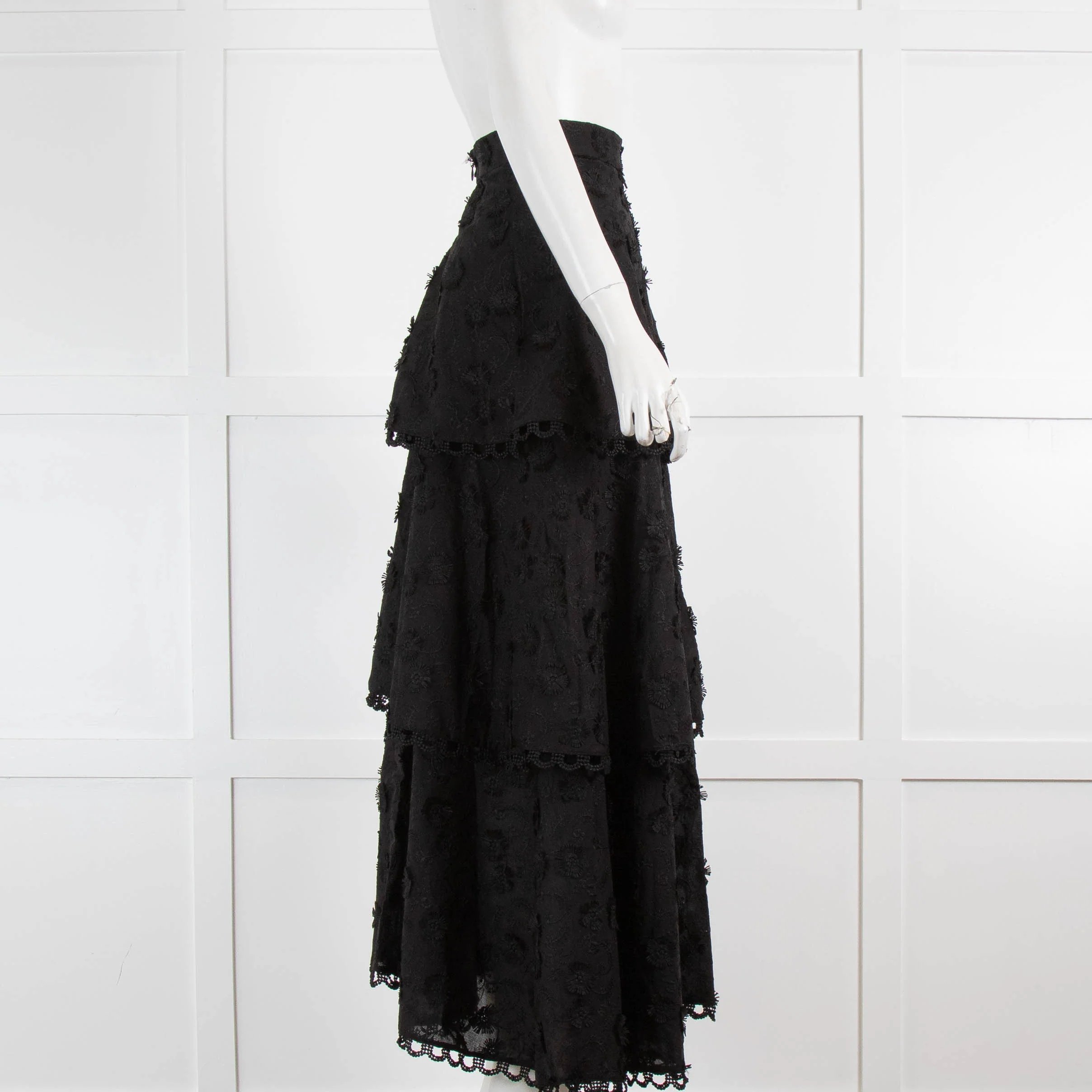 Farm Rio Black 3d Flower Tiered Skirt - Image 2