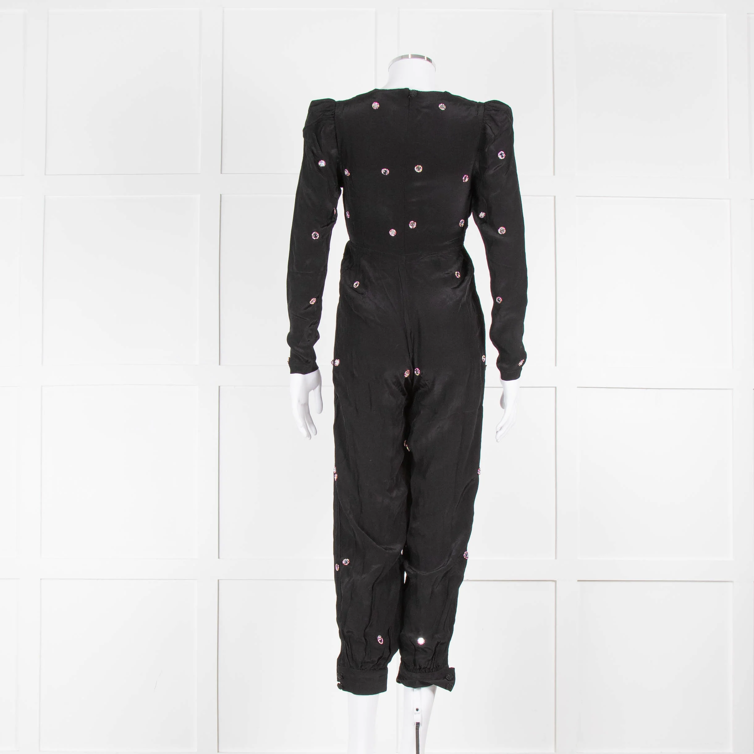 Farm Rio Black Sequin Dot V Neck Jumpsuit - Image 3
