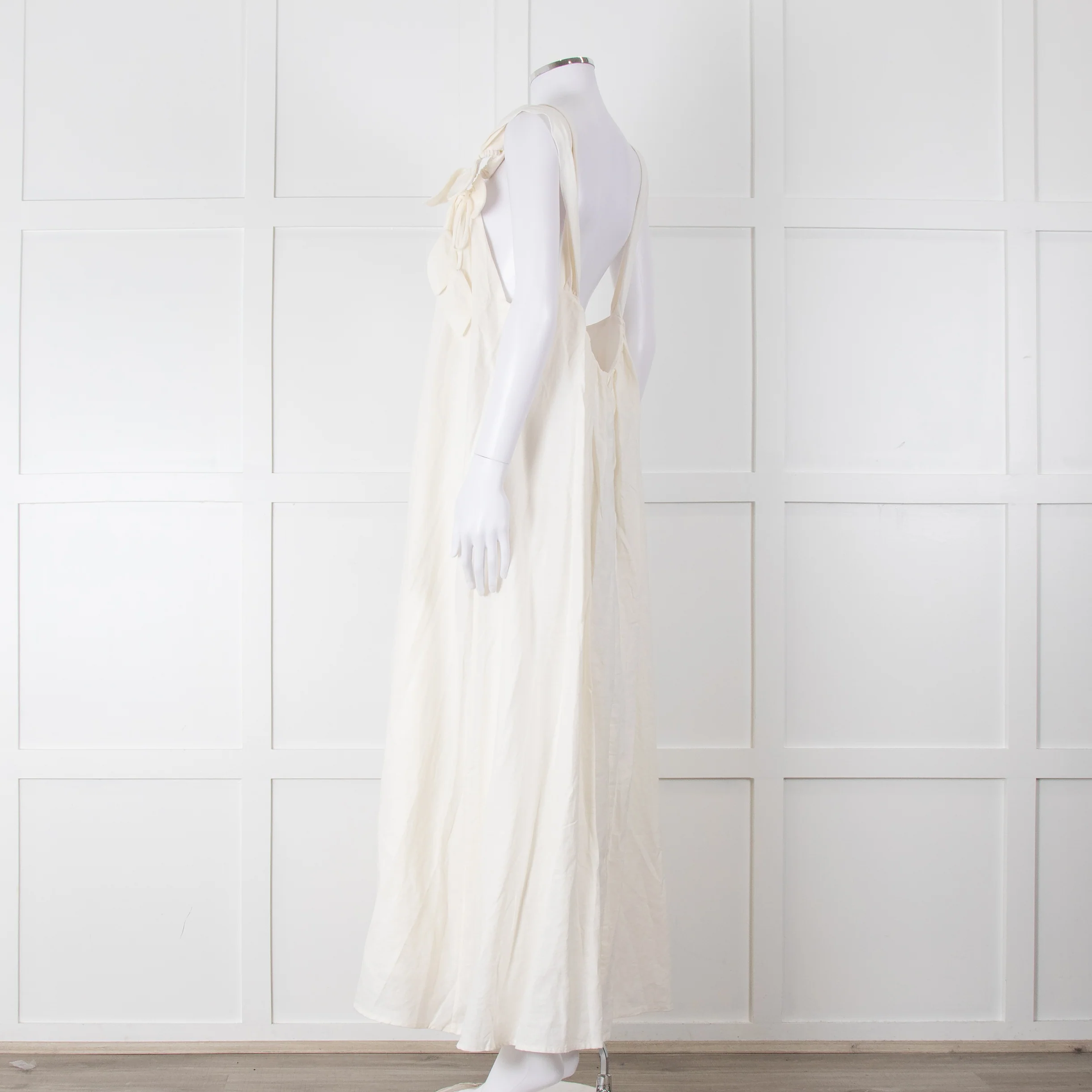 Farm Rio White Linen Maxi Strap Dress - Image 6