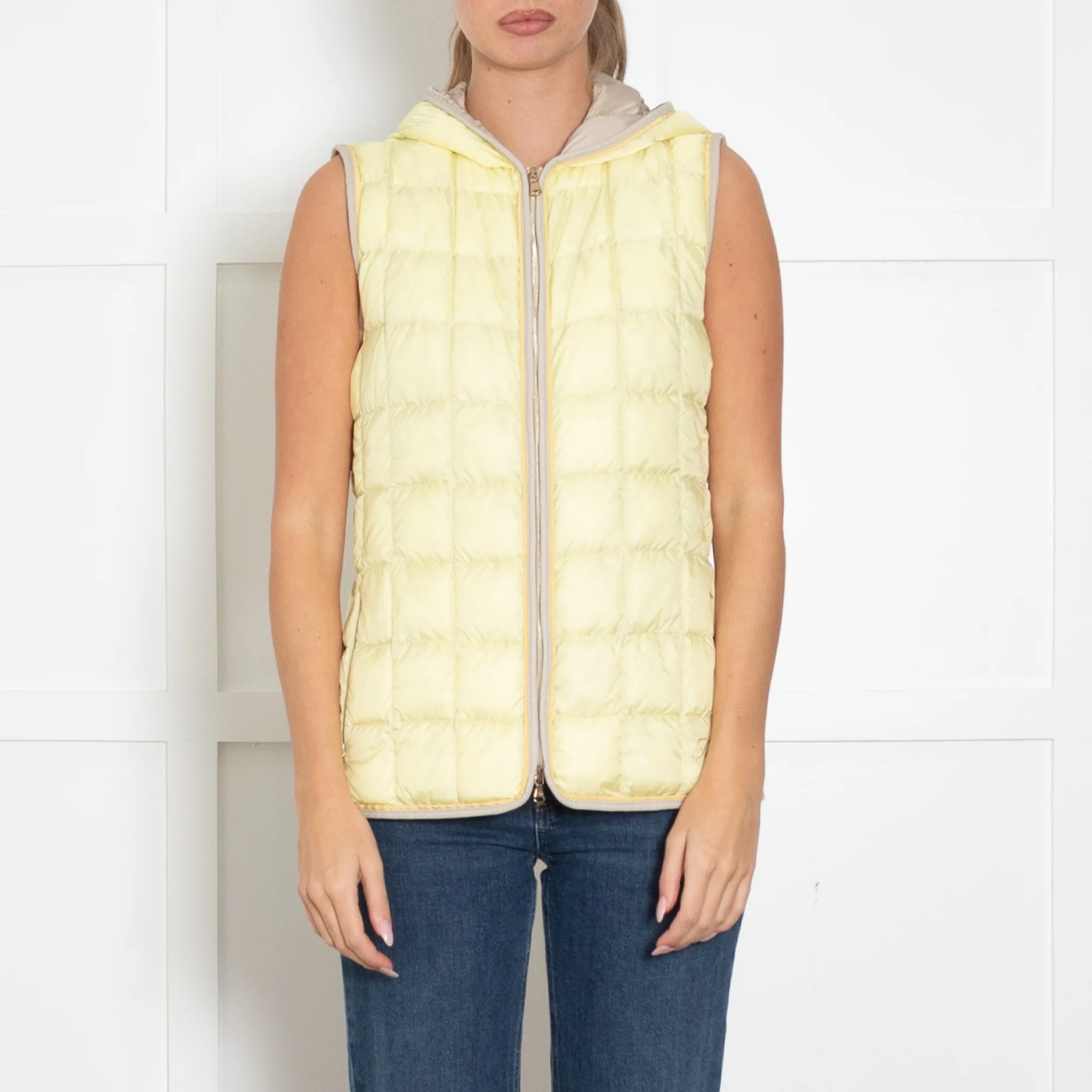 Fay Yellow Sleeveless Hood Puffa Gilet - Image 2
