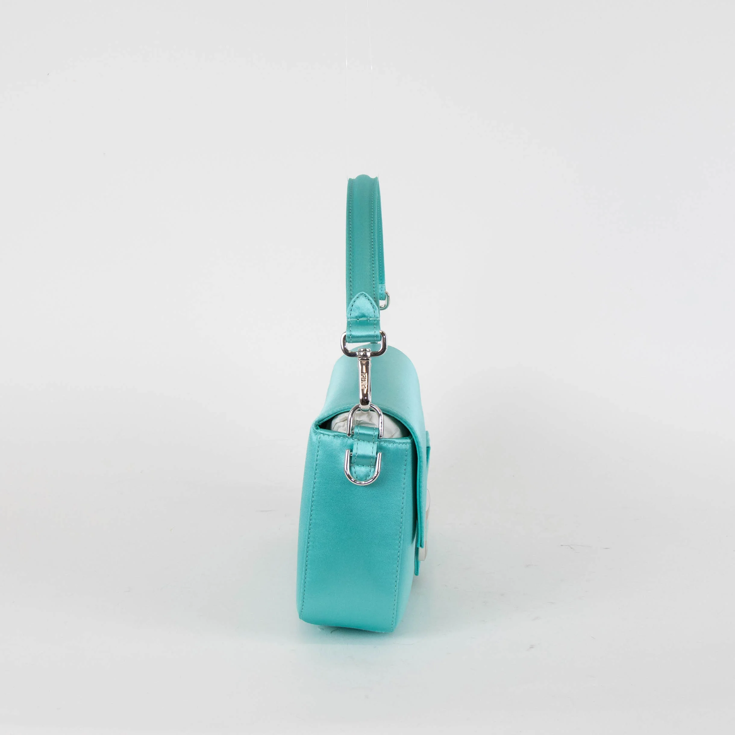 Fendi X Tiffany & Co Satin Tiffany Blue Baguette Bag - Image 5