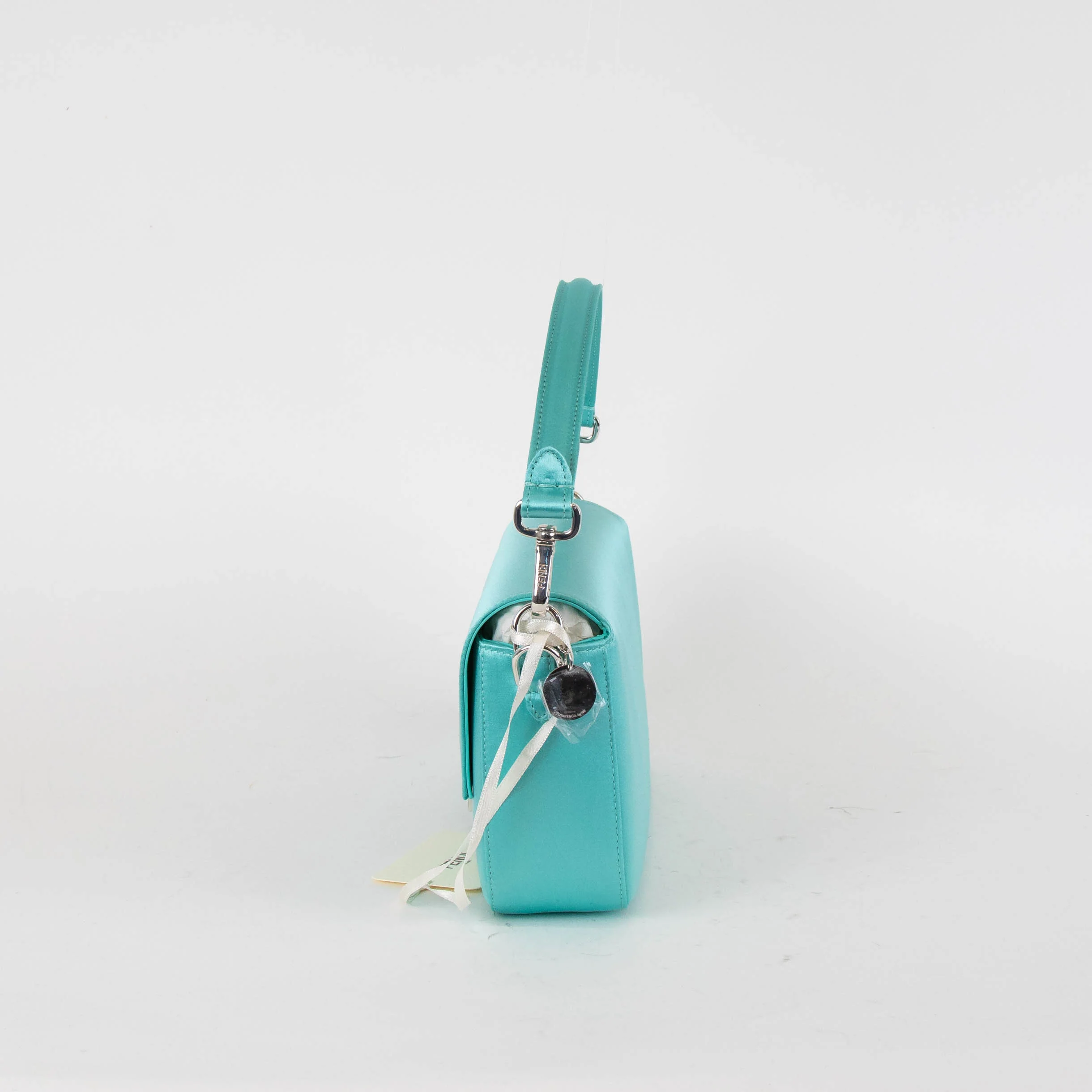 Fendi X Tiffany & Co Satin Tiffany Blue Baguette Bag - Image 7