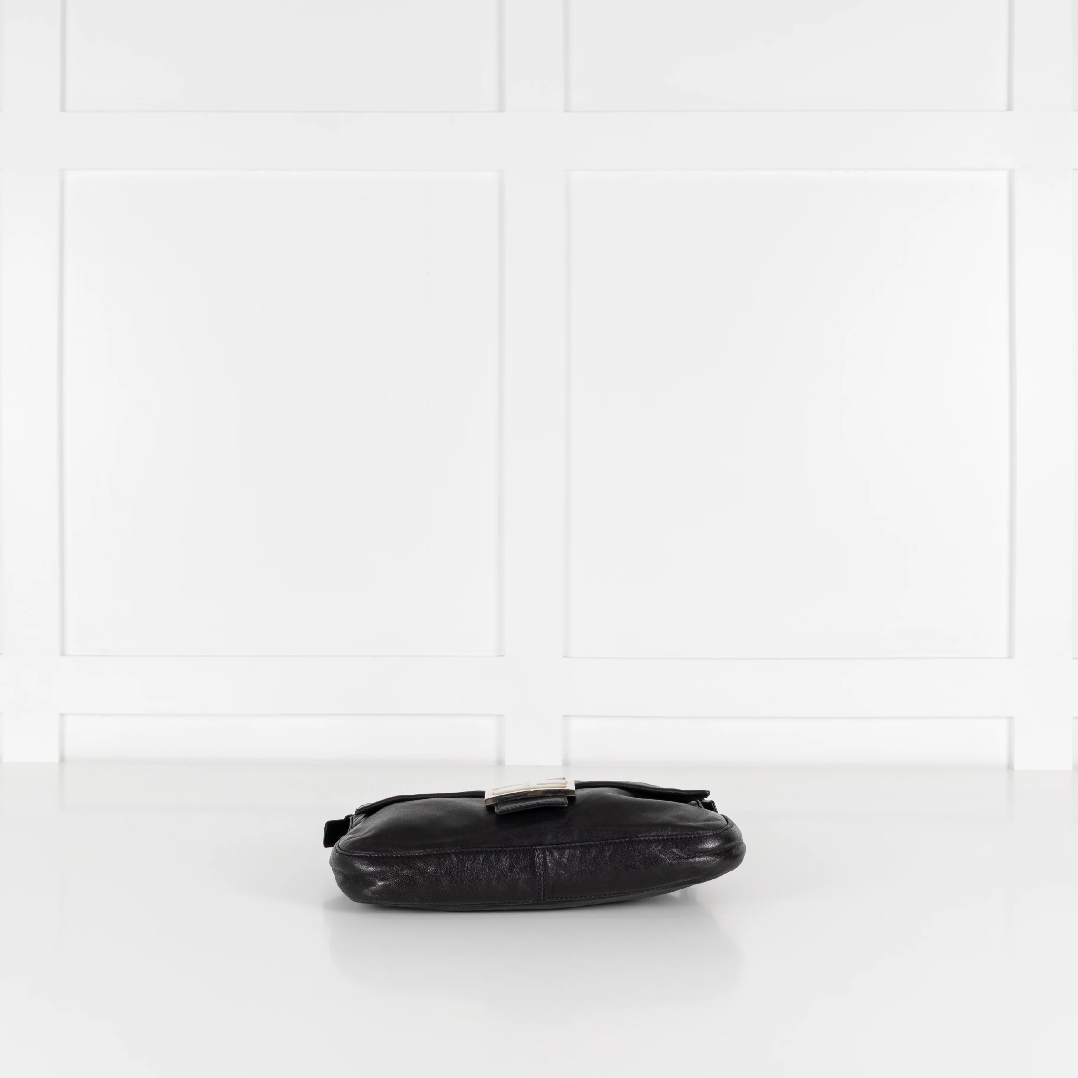 Fendi Black Silver Hardware Baguette Bag - Image 10