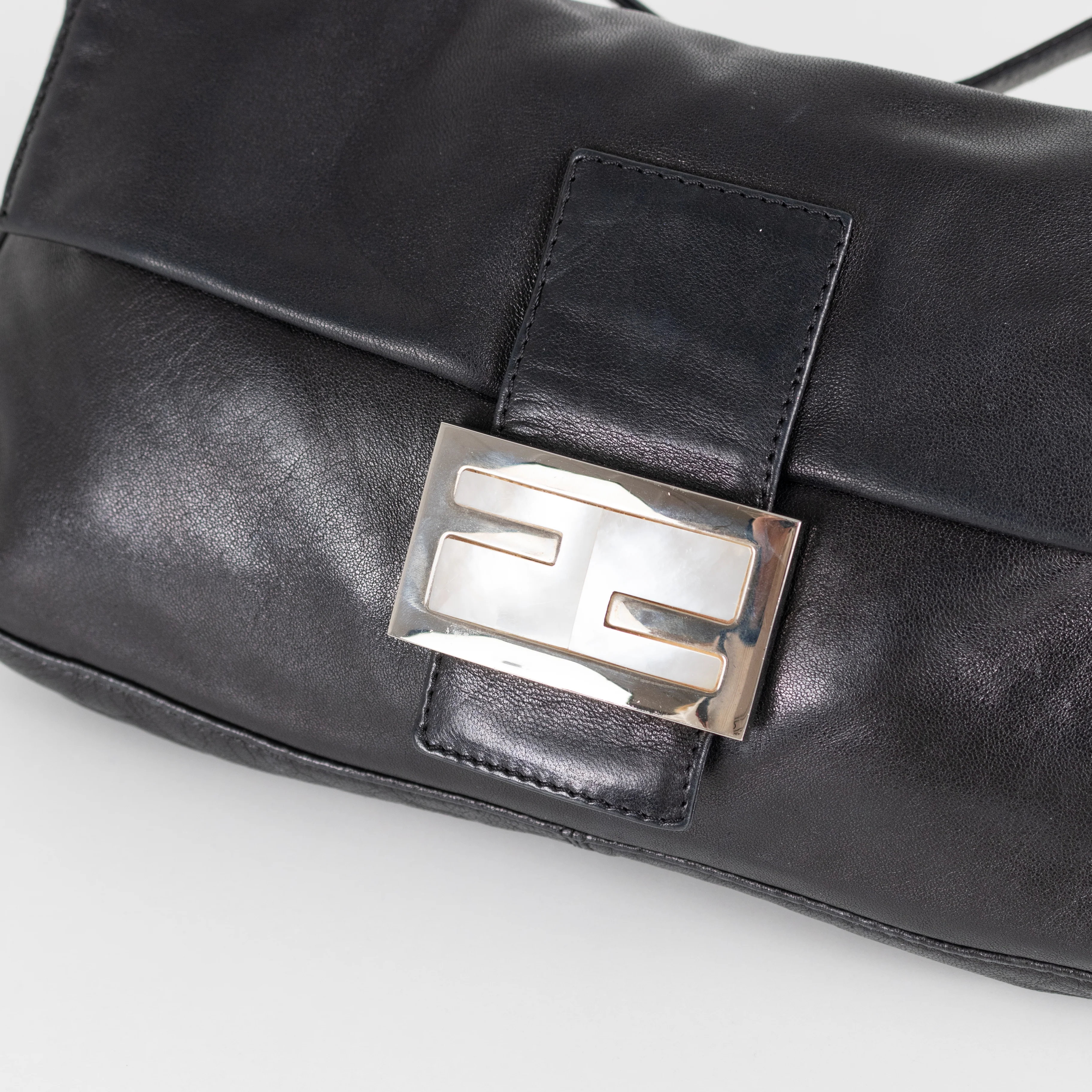 Fendi Black Silver Hardware Baguette Bag - Image 11