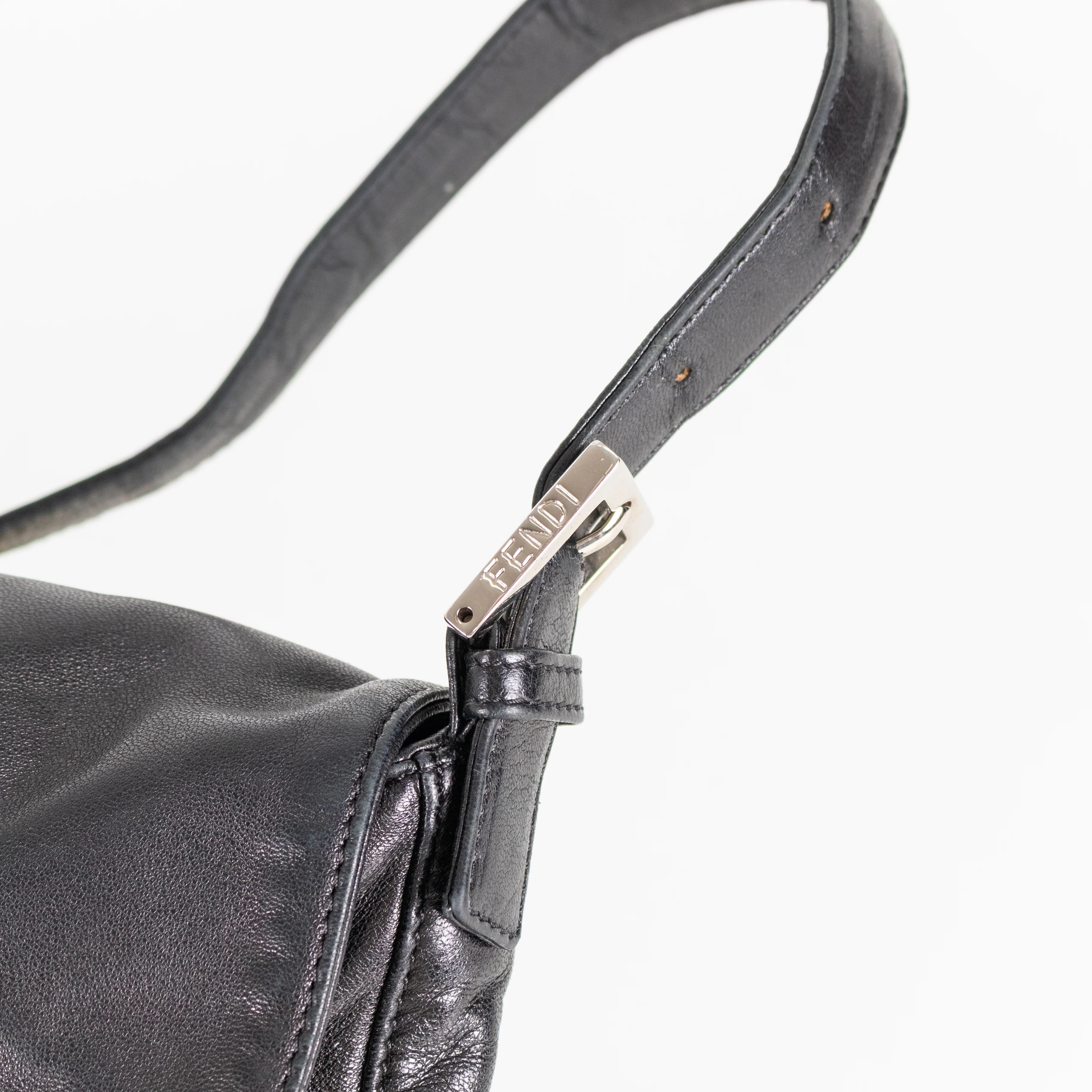 Fendi Black Silver Hardware Baguette Bag - Image 12