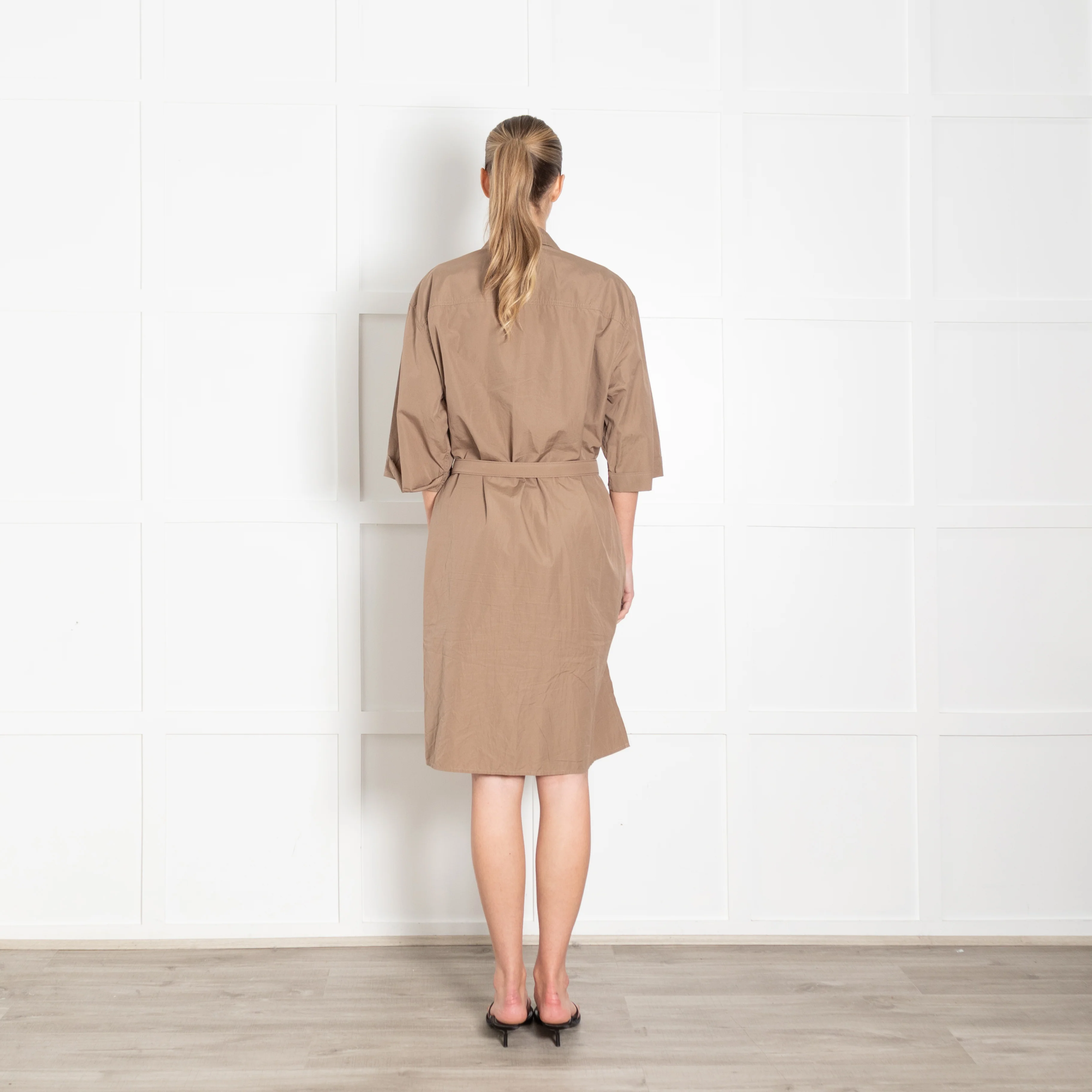 Fendi Brown Cotton Shirt Dress With Belt - Image 5