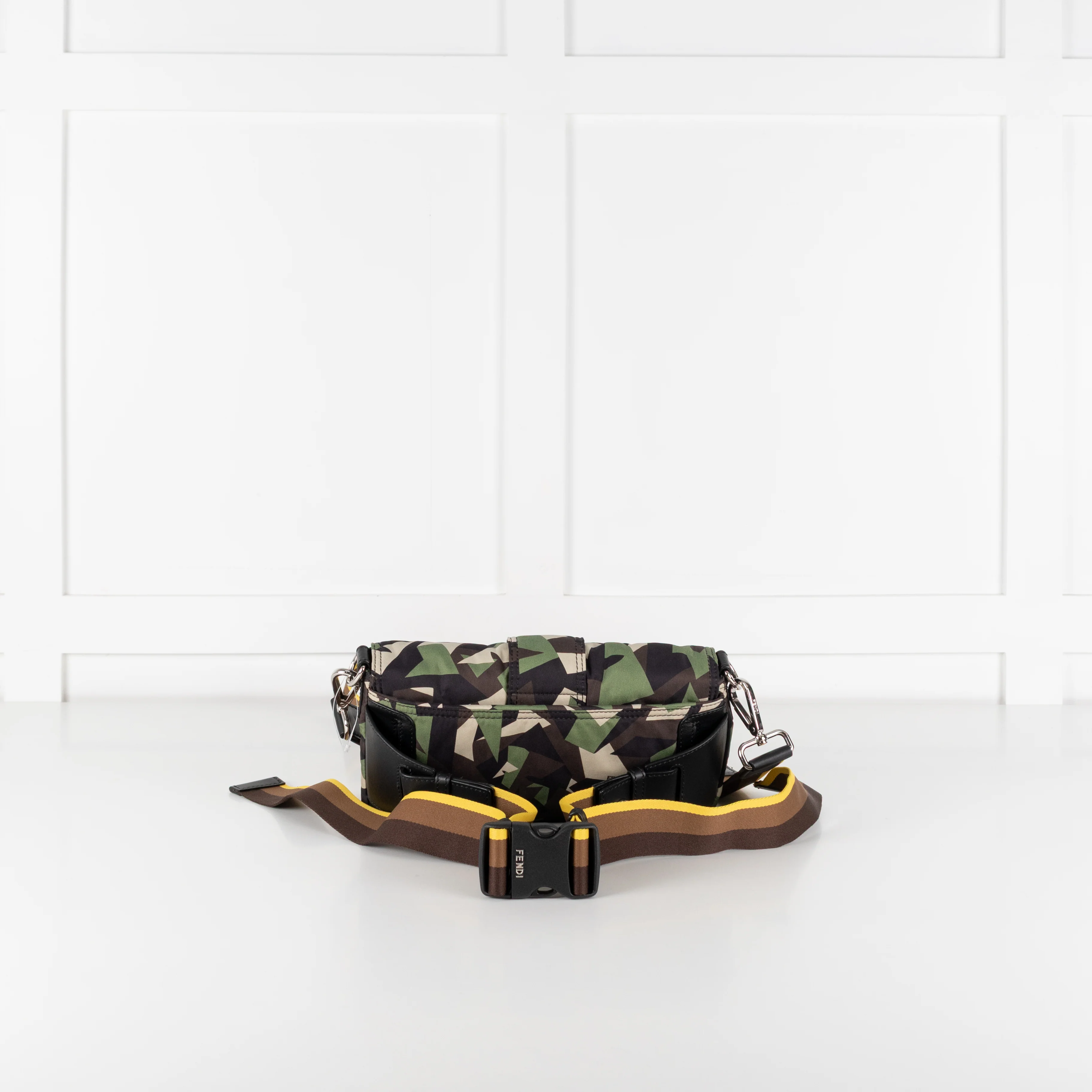 Fendi Green Nylon Camouflage Convertible Baguette Satchel - Image 5