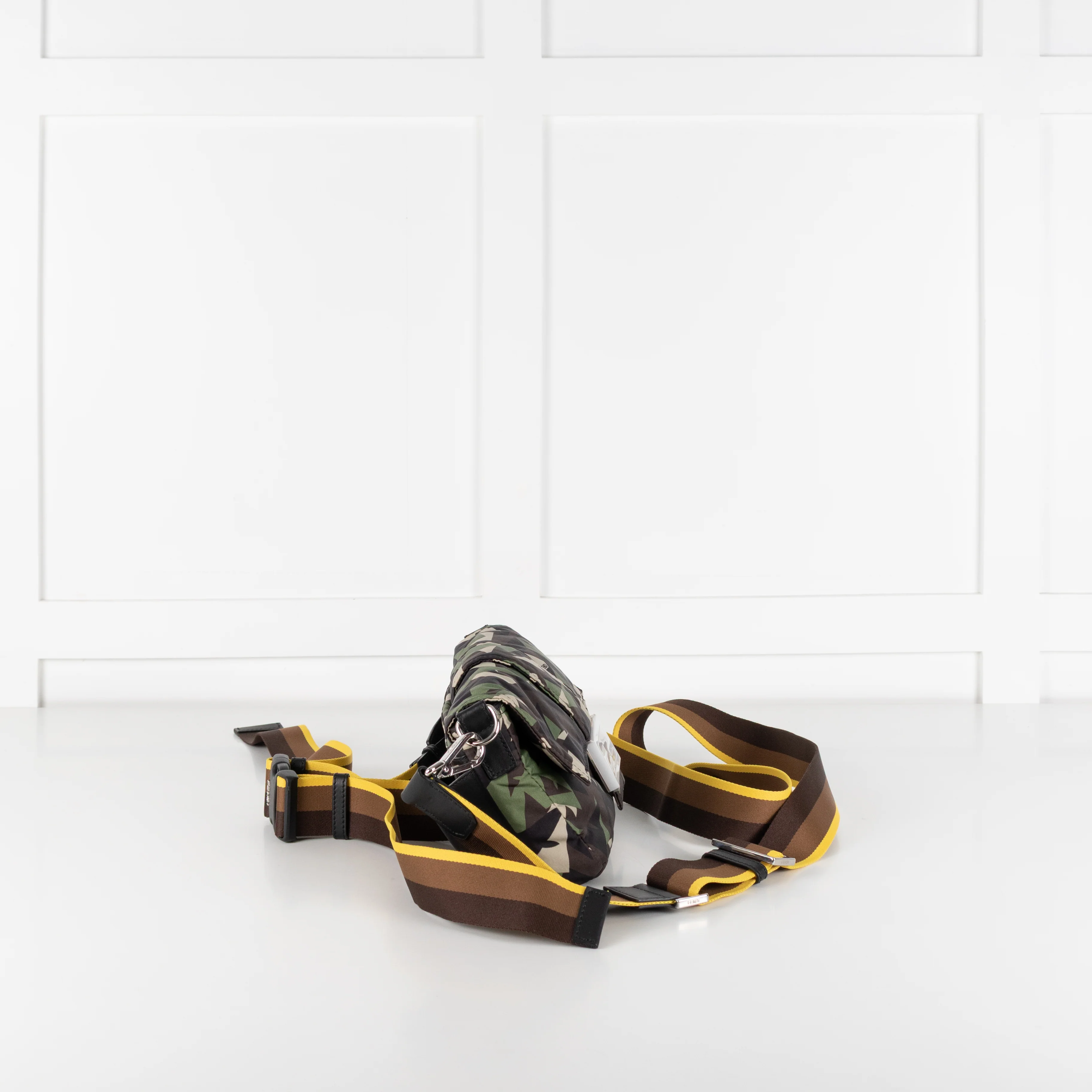 Fendi Green Nylon Camouflage Convertible Baguette Satchel - Image 7