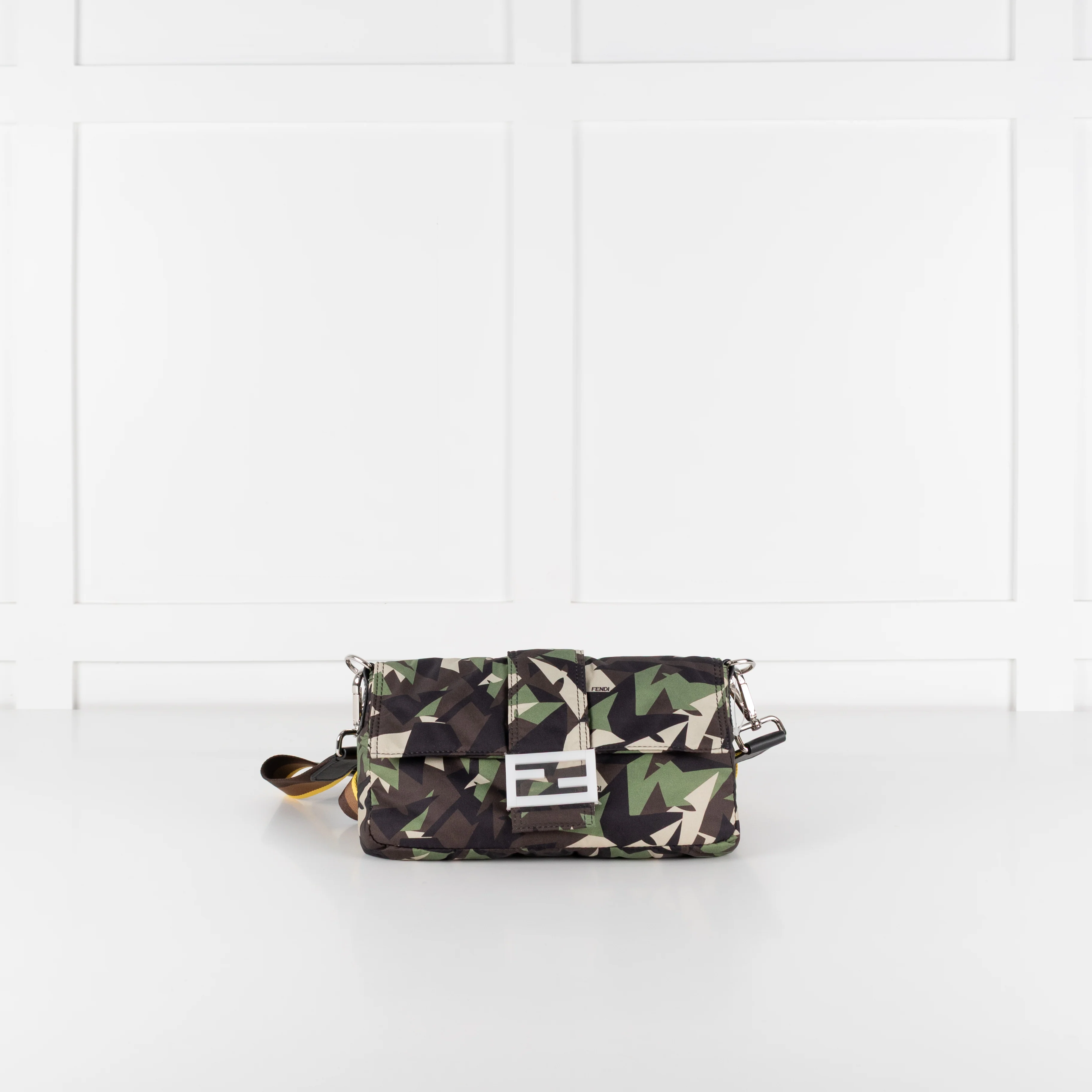 Fendi Green Nylon Camouflage Convertible Baguette Satchel - Image 8