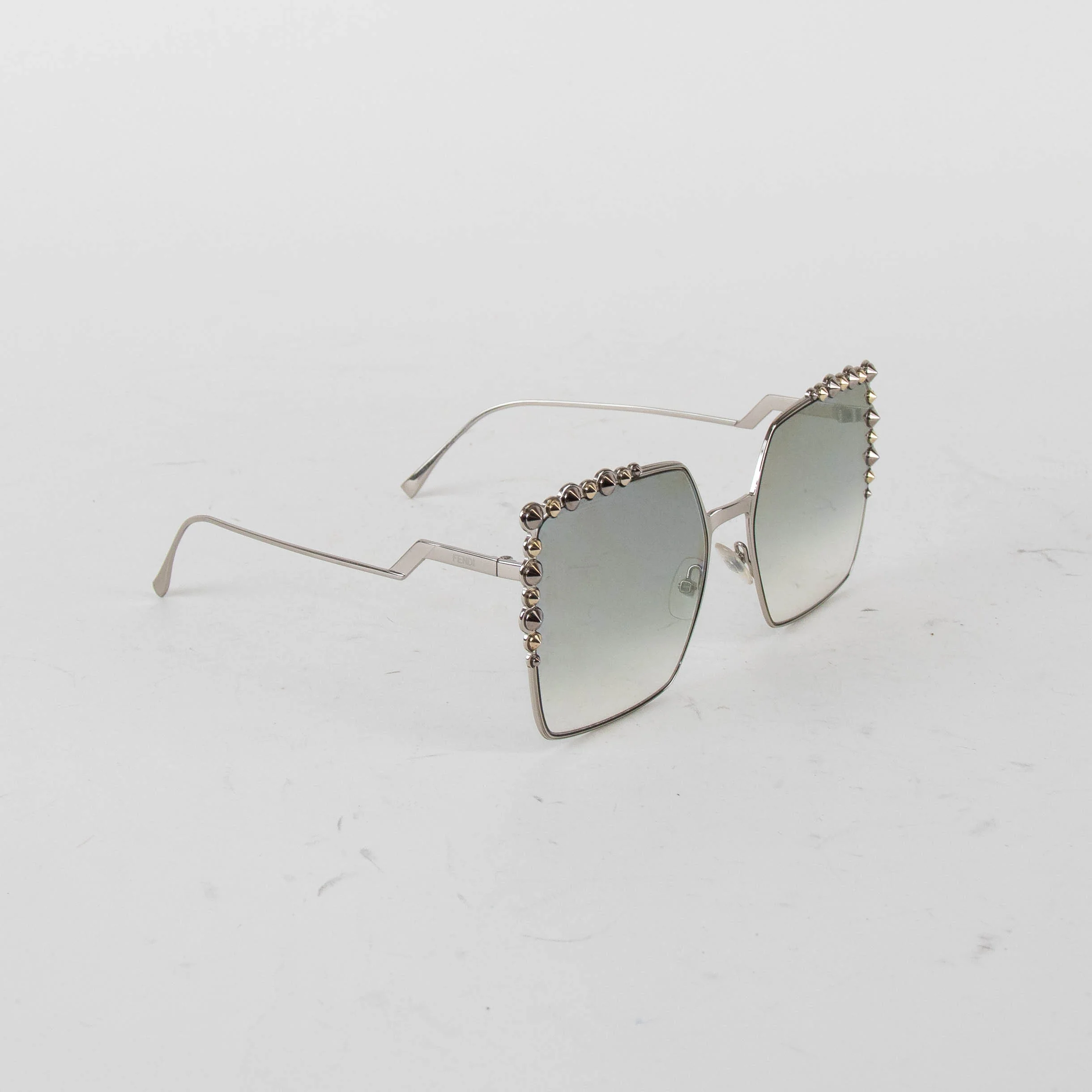 Fendi Silver Square Sunglasses with Diamante Trim - Image 4