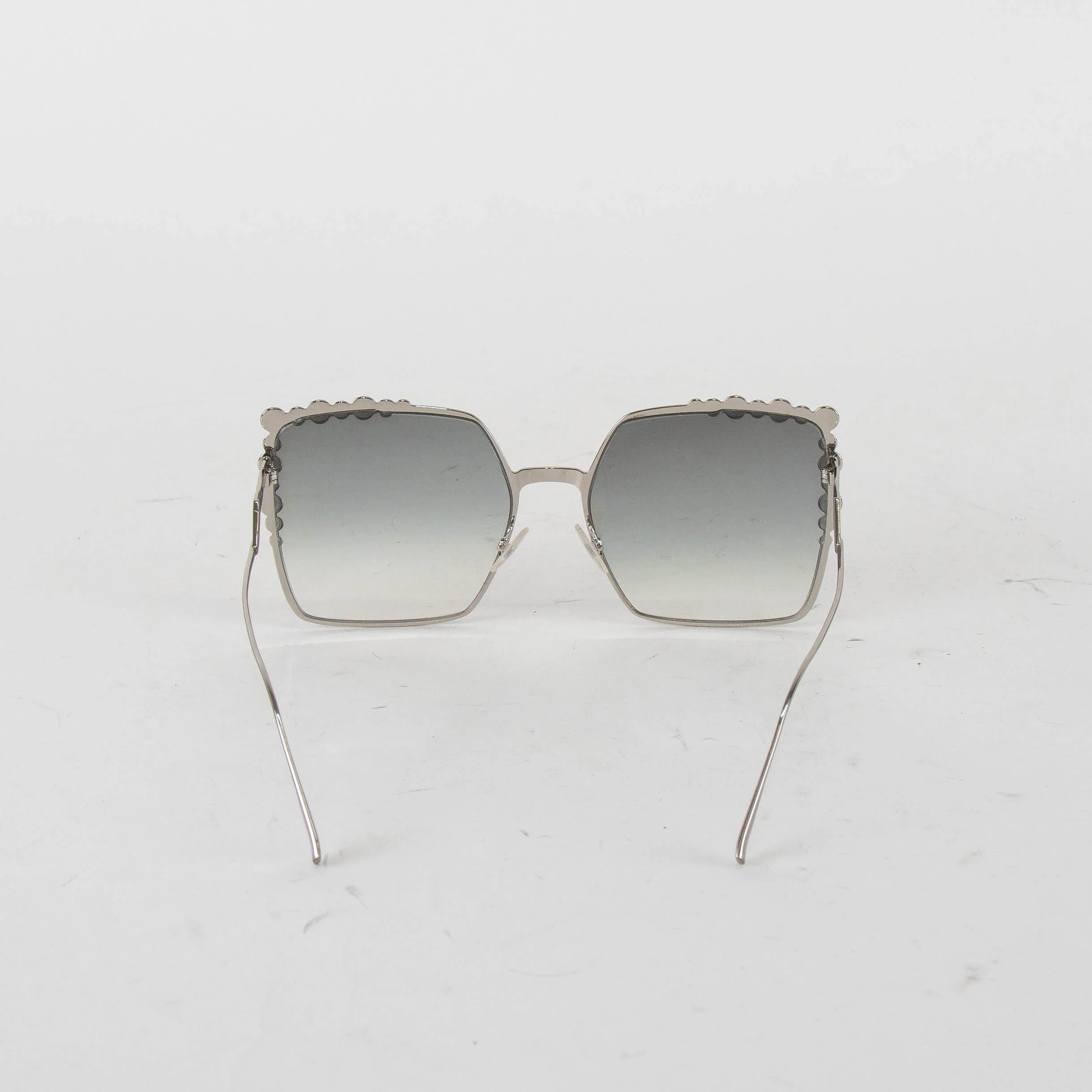 Fendi Silver Square Sunglasses with Diamante Trim - Image 6