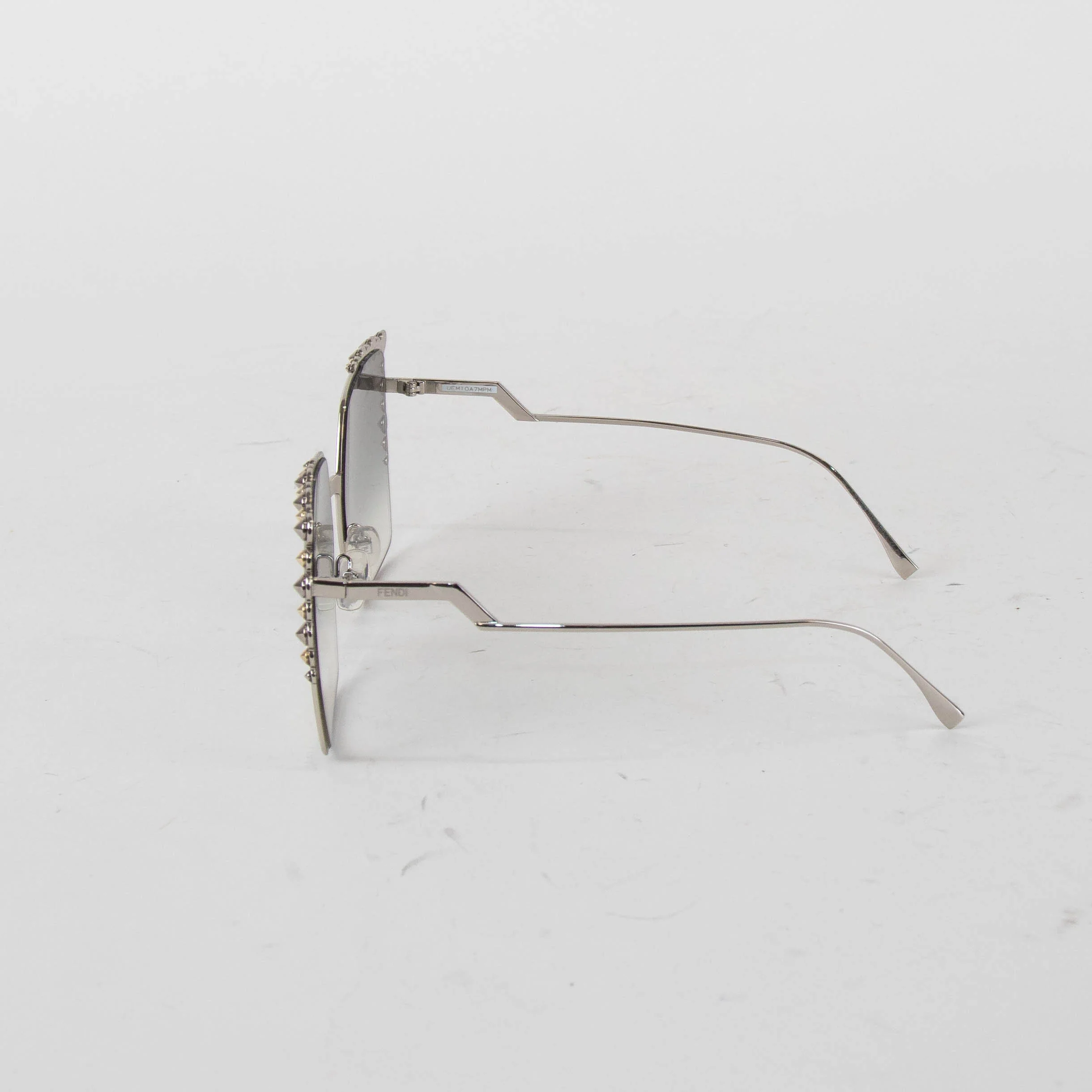 Fendi Silver Square Sunglasses with Diamante Trim - Image 7