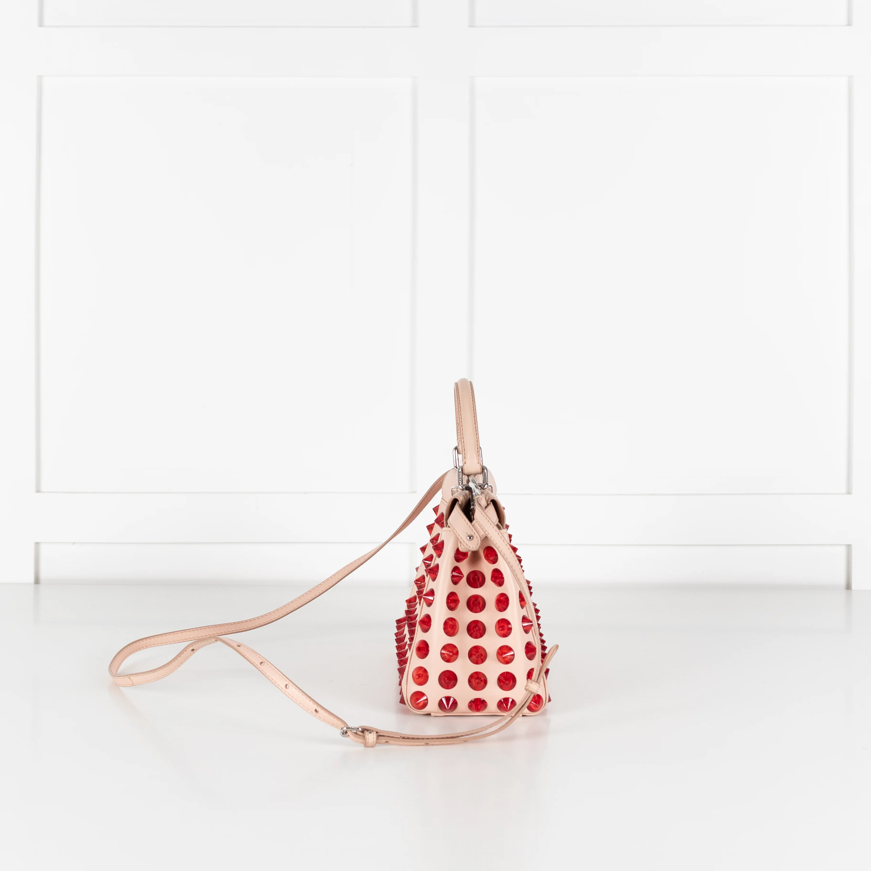 Fendi Small Pink Peekaboo with Red Studs - Image 5