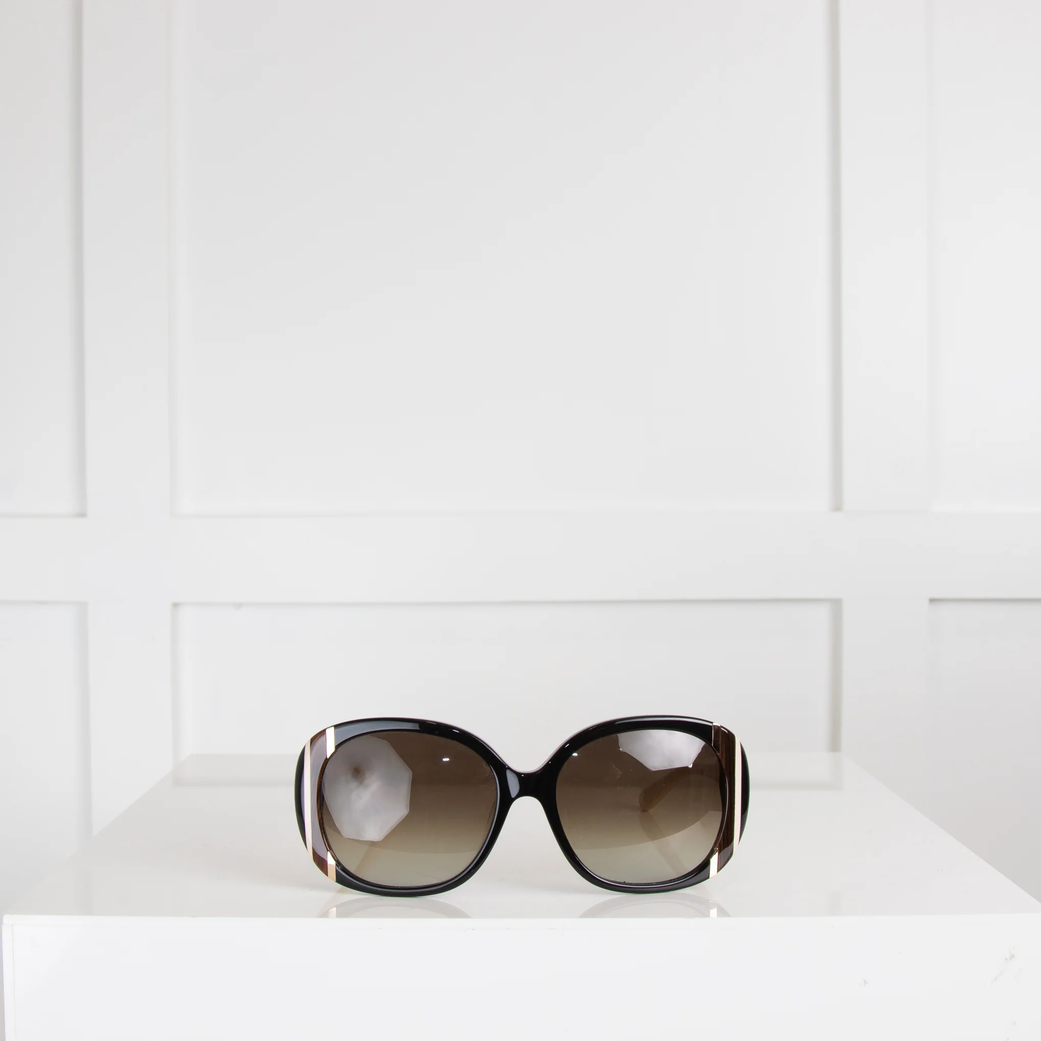 Salvatore Ferragamo Cream Arm Sunglasses - Image 2