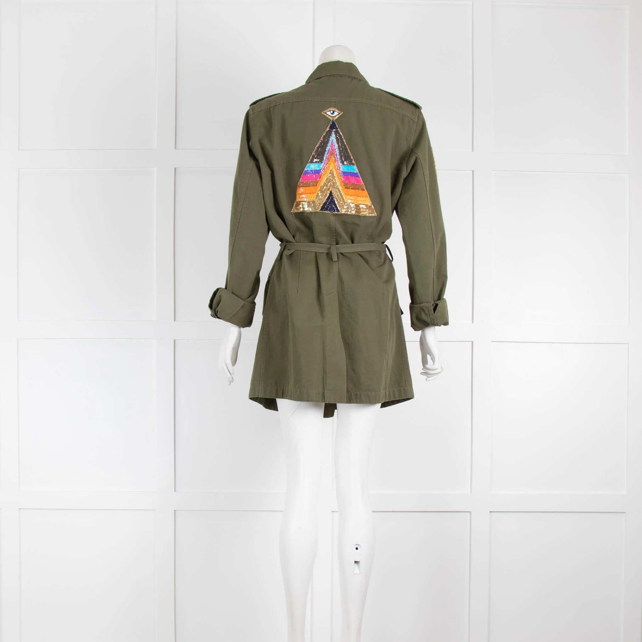 Figue Khaki Military Jacket with Beading - Image 3