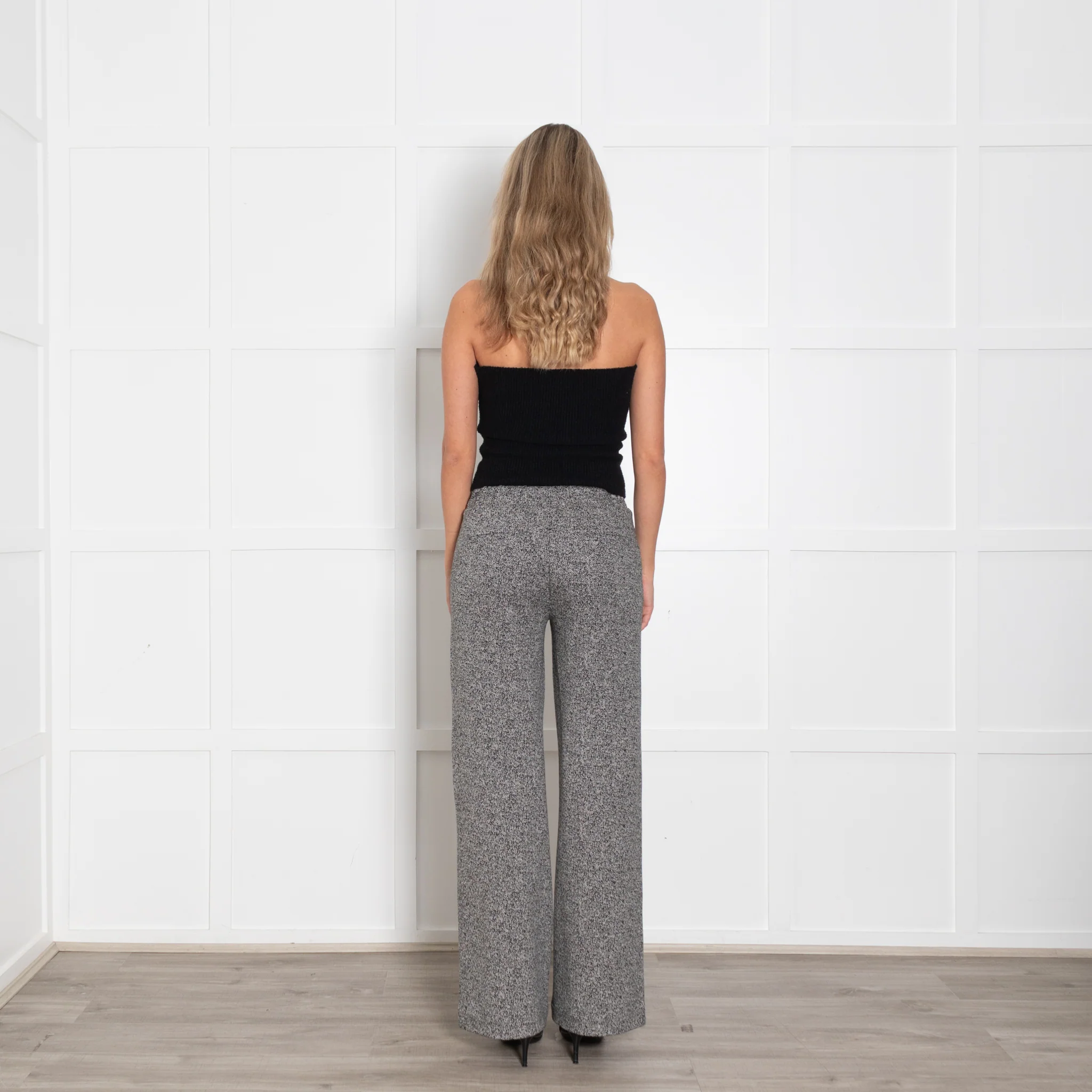 Finch Hatton Black and White Herringbone Stretch Trousers - Image 5