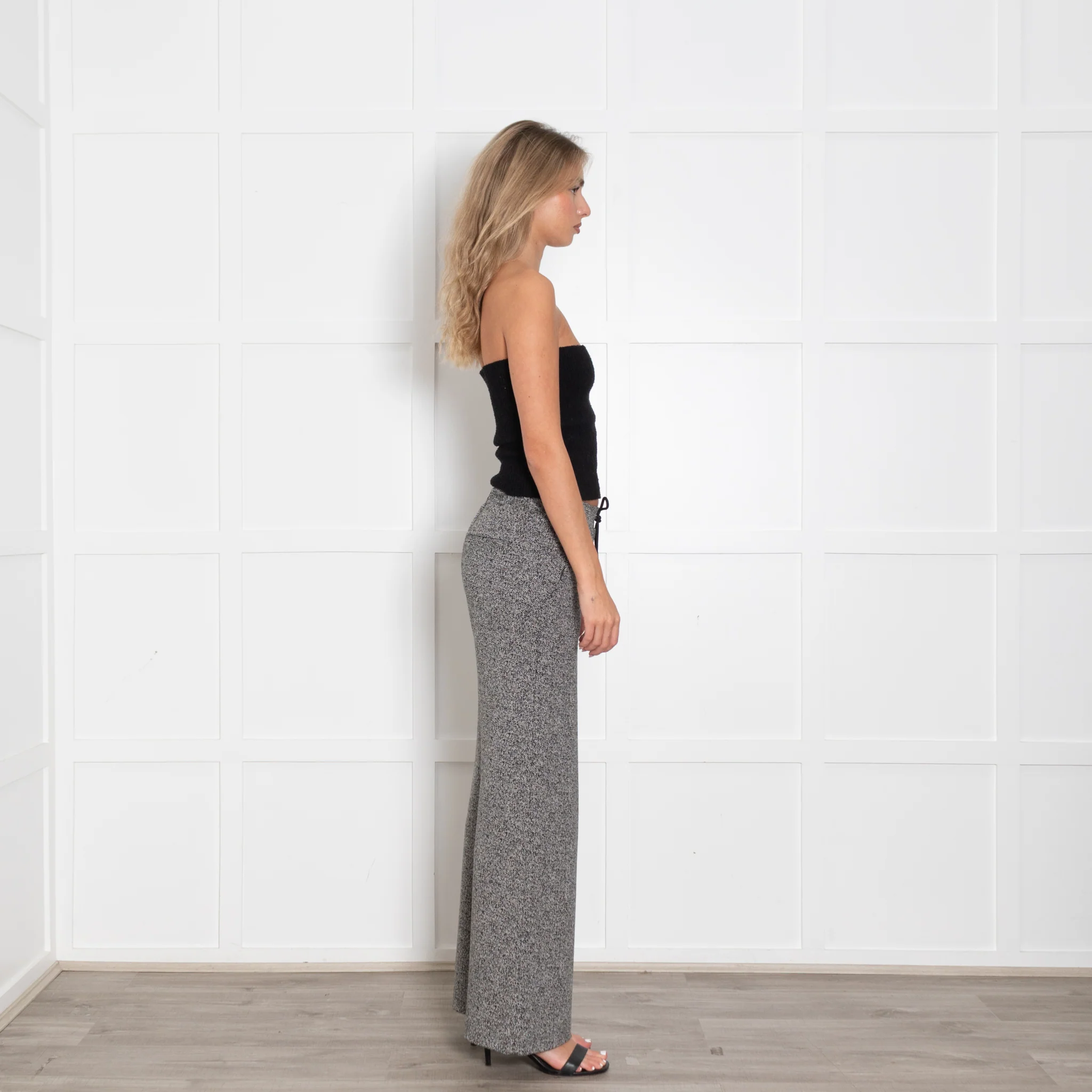 Finch Hatton Black and White Herringbone Stretch Trousers - Image 6