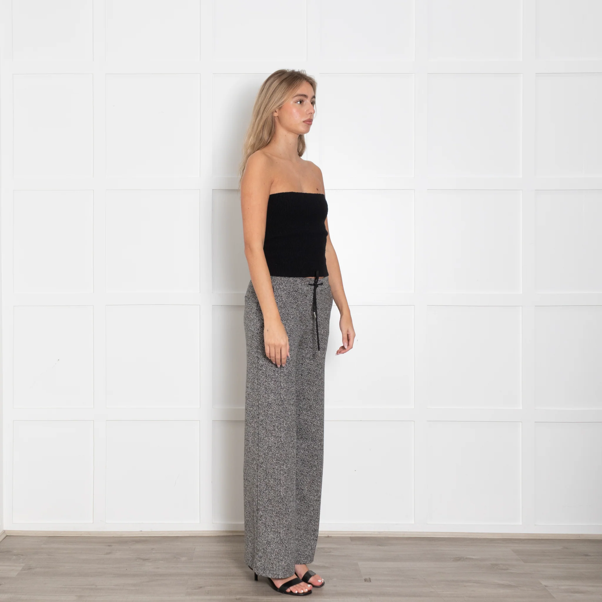 Finch Hatton Black and White Herringbone Stretch Trousers - Image 7
