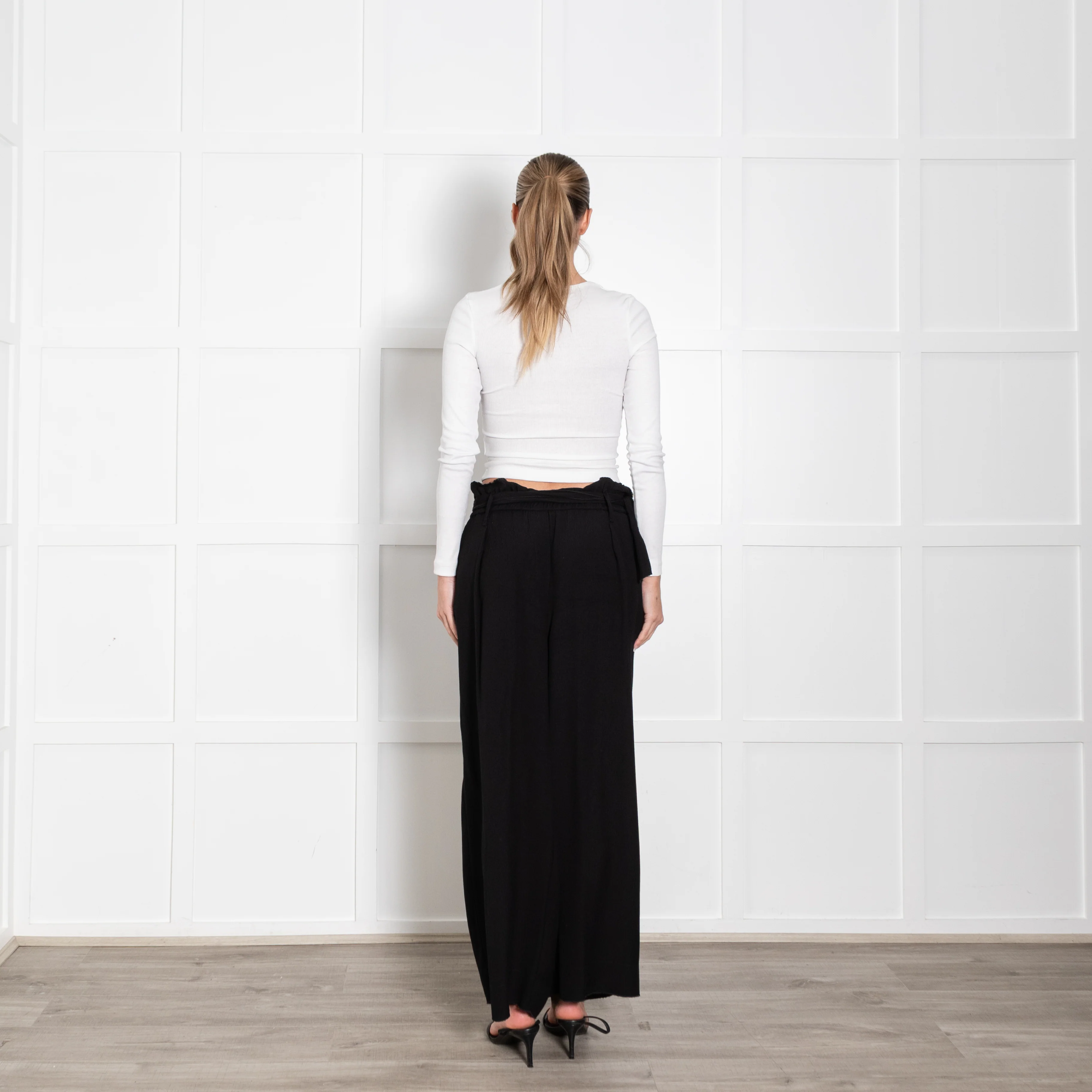 Forte Forte Black Elasticated Waist Wide Leg Trousers - Image 5