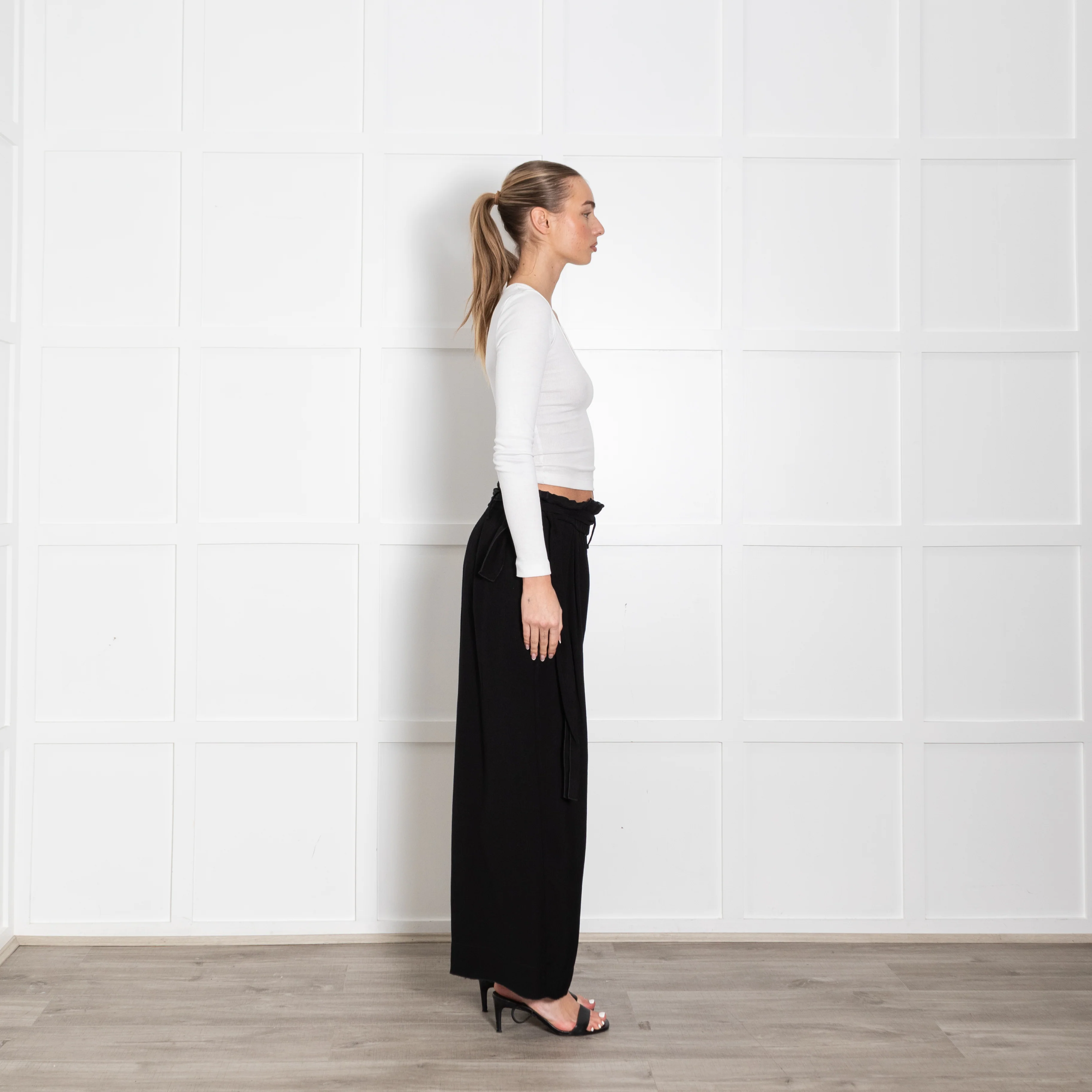 Forte Forte Black Elasticated Waist Wide Leg Trousers - Image 6