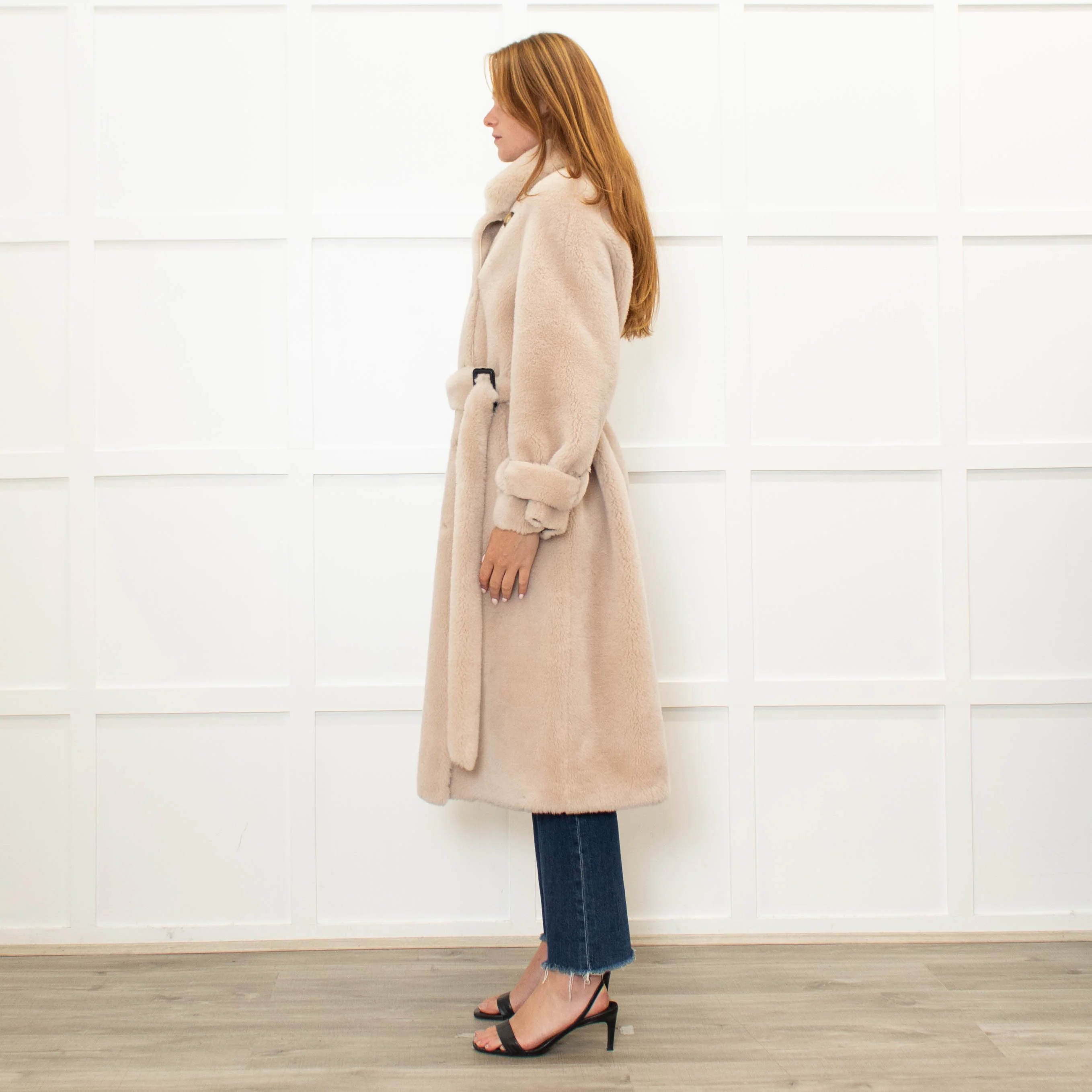 Fox London Faux Shearling Cream Trench Coat - Image 4
