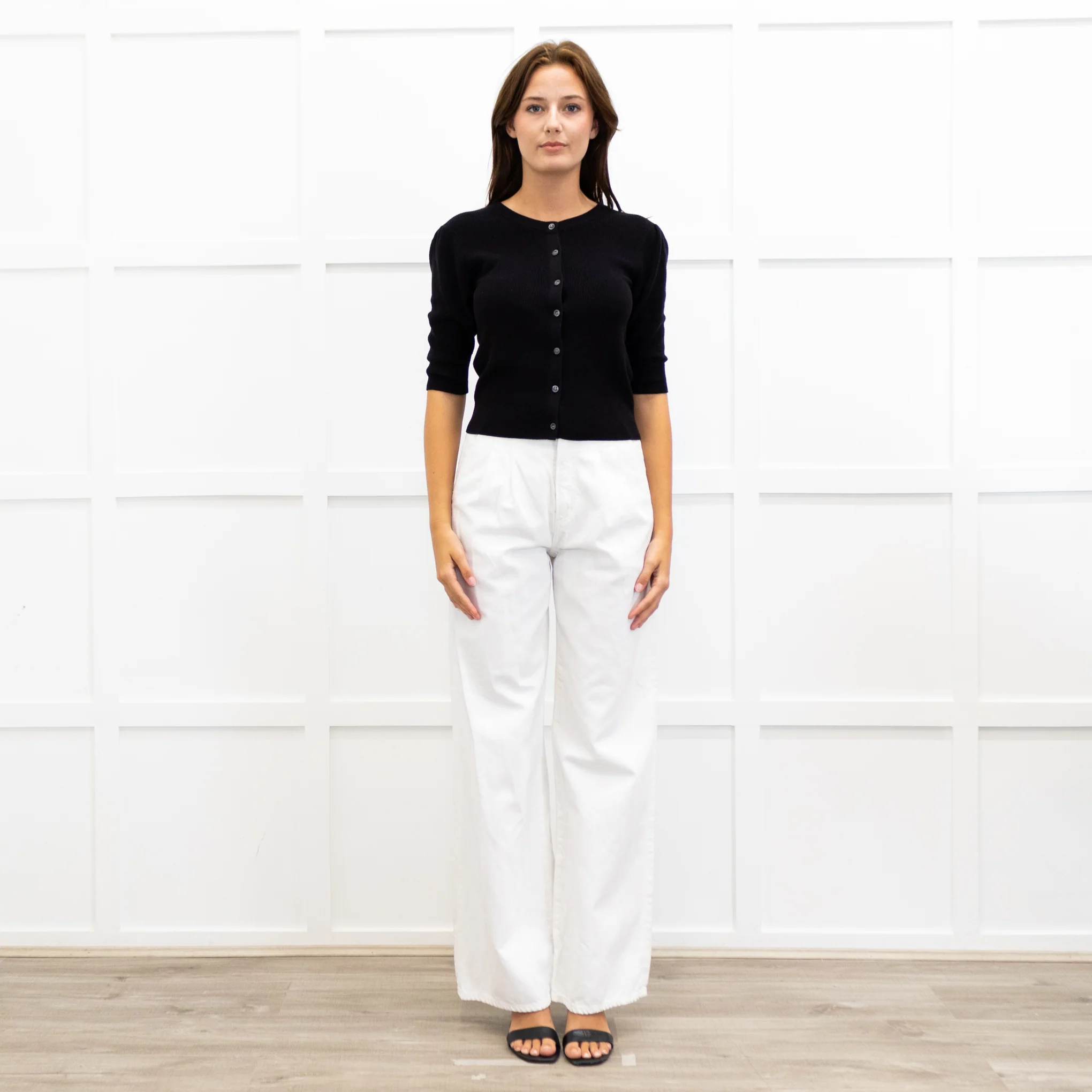 Frame 3/4 Length Sleeve Ribbed Cardigan