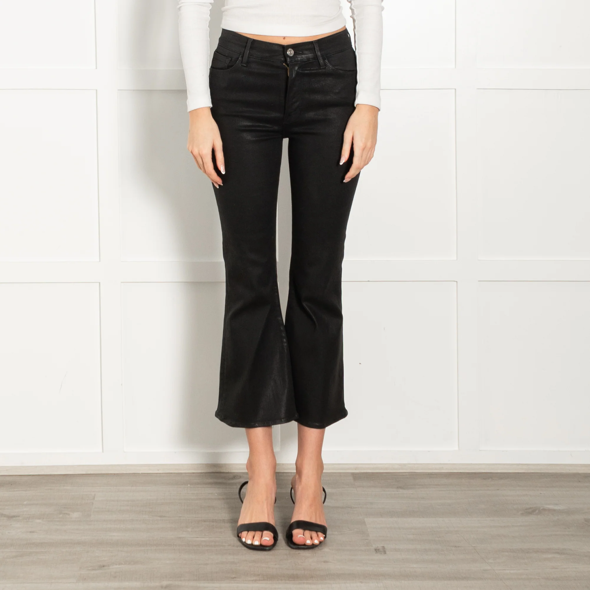 Frame Black Coated Le Crop Flare Jeans - Image 2