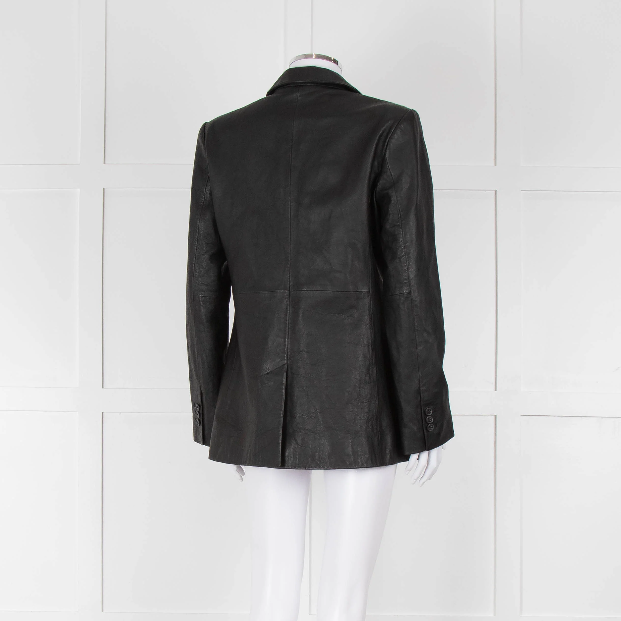 Frame Black Leather Blazer Jacket - Image 4