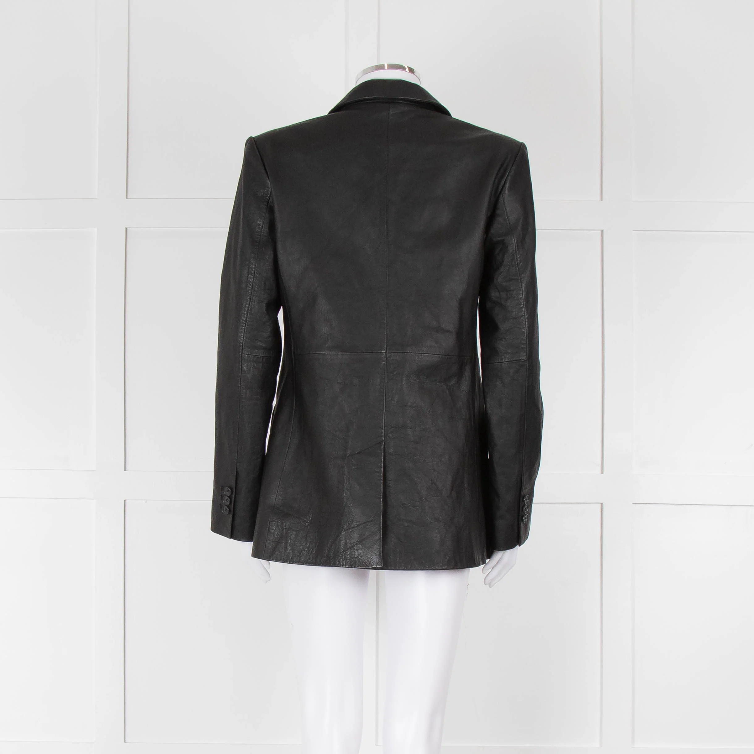 Frame Black Leather Blazer Jacket - Image 5
