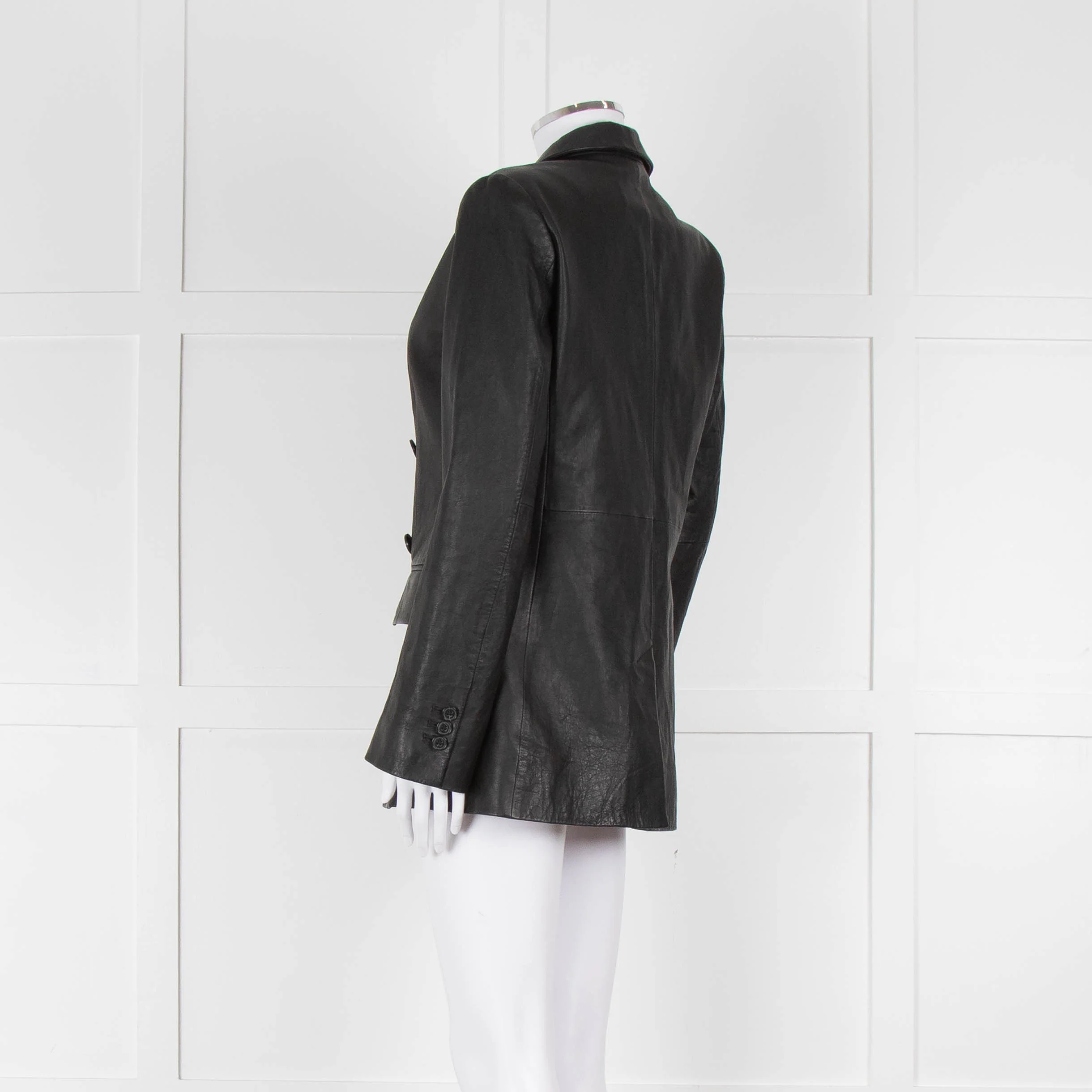 Frame Black Leather Blazer Jacket - Image 6