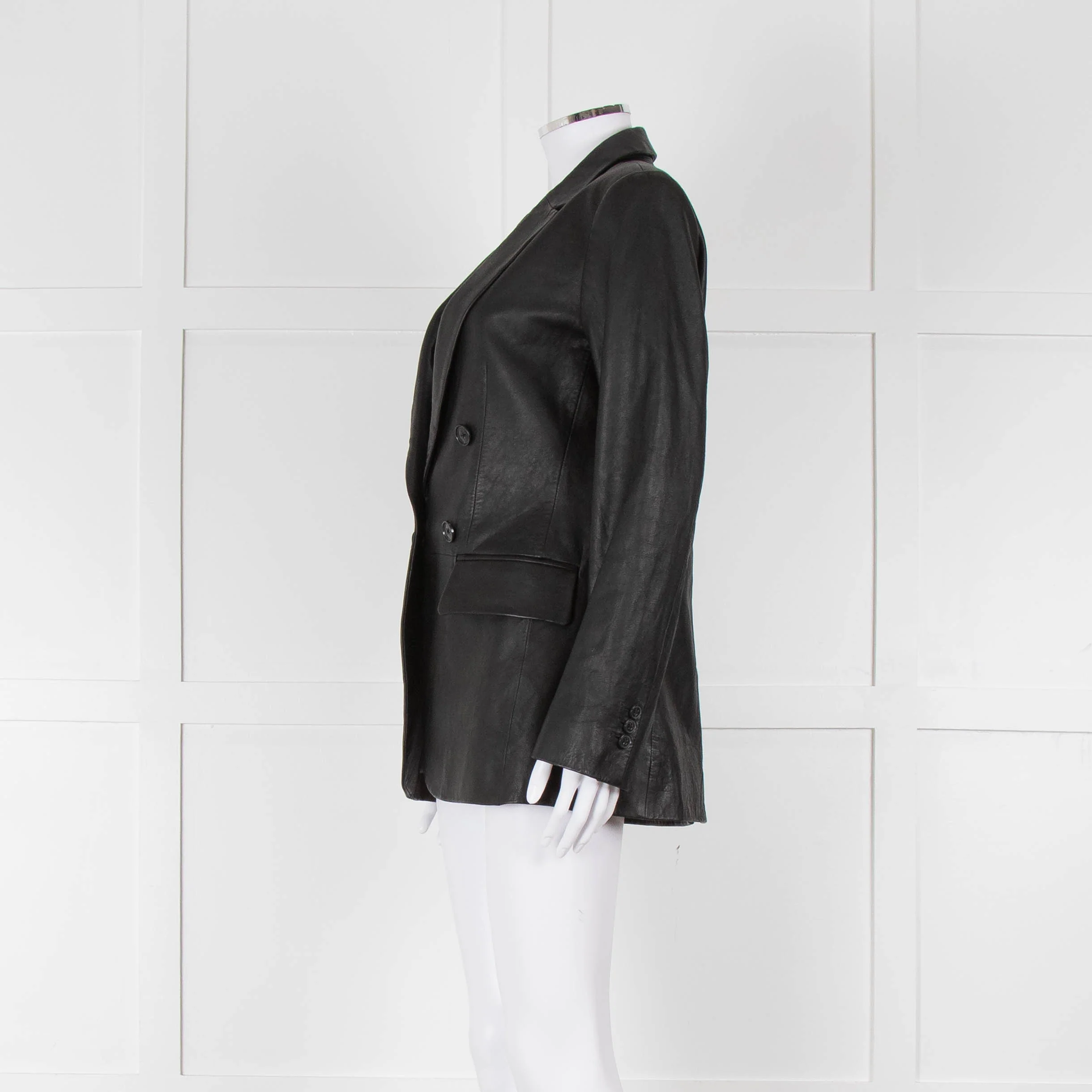 Frame Black Leather Blazer Jacket - Image 7