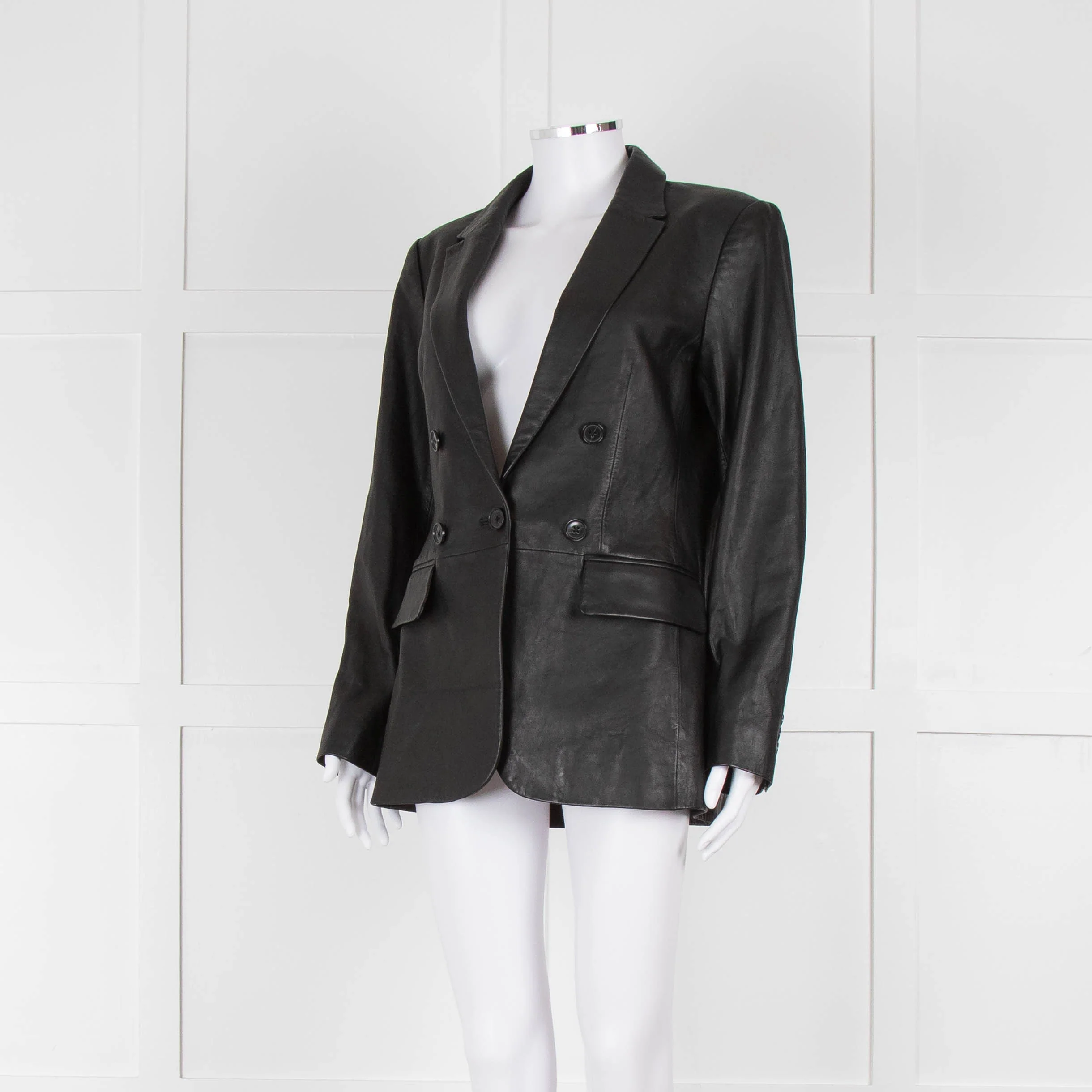 Frame Black Leather Blazer Jacket - Image 8