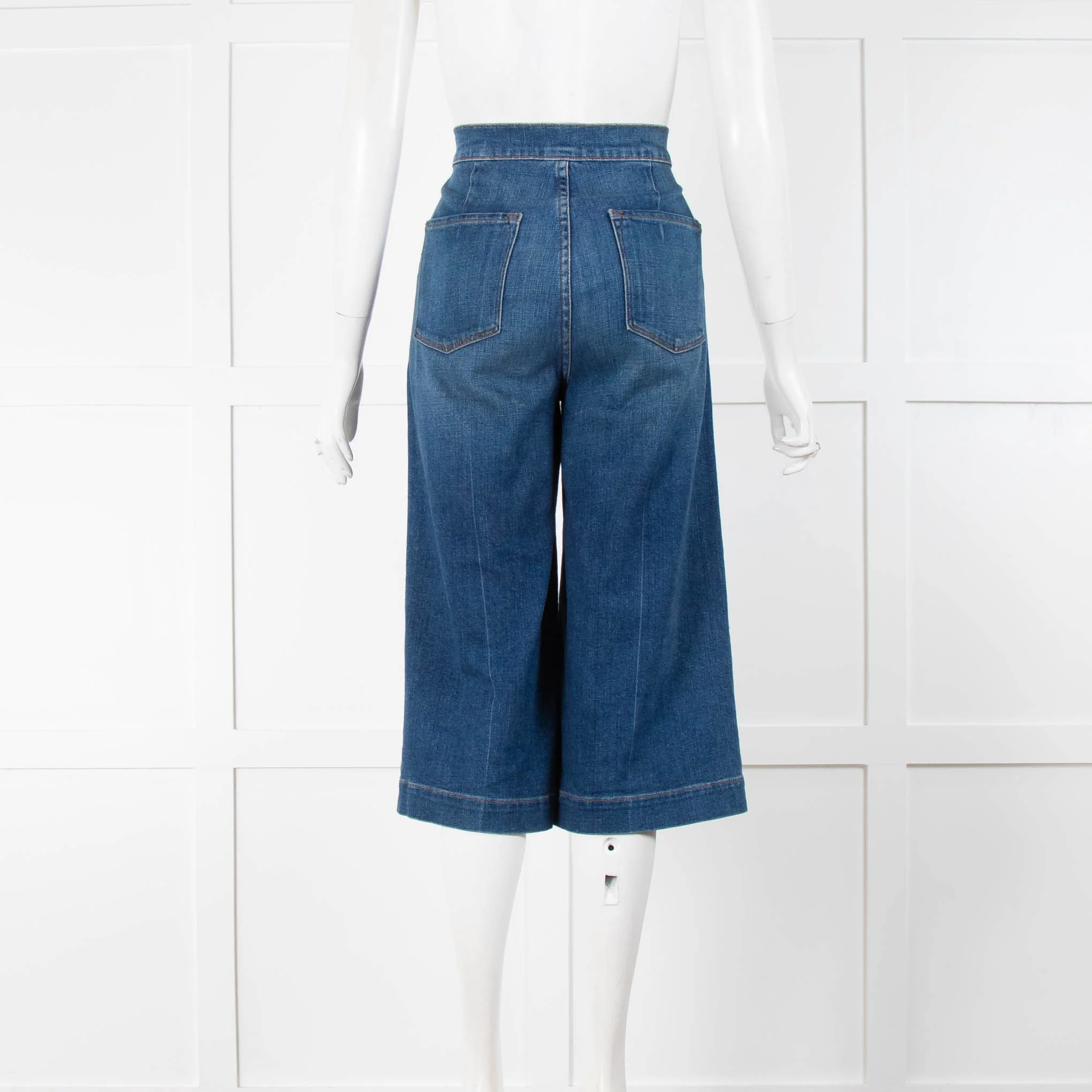 Frame Blue Cropped Denim Culottes - Image 3