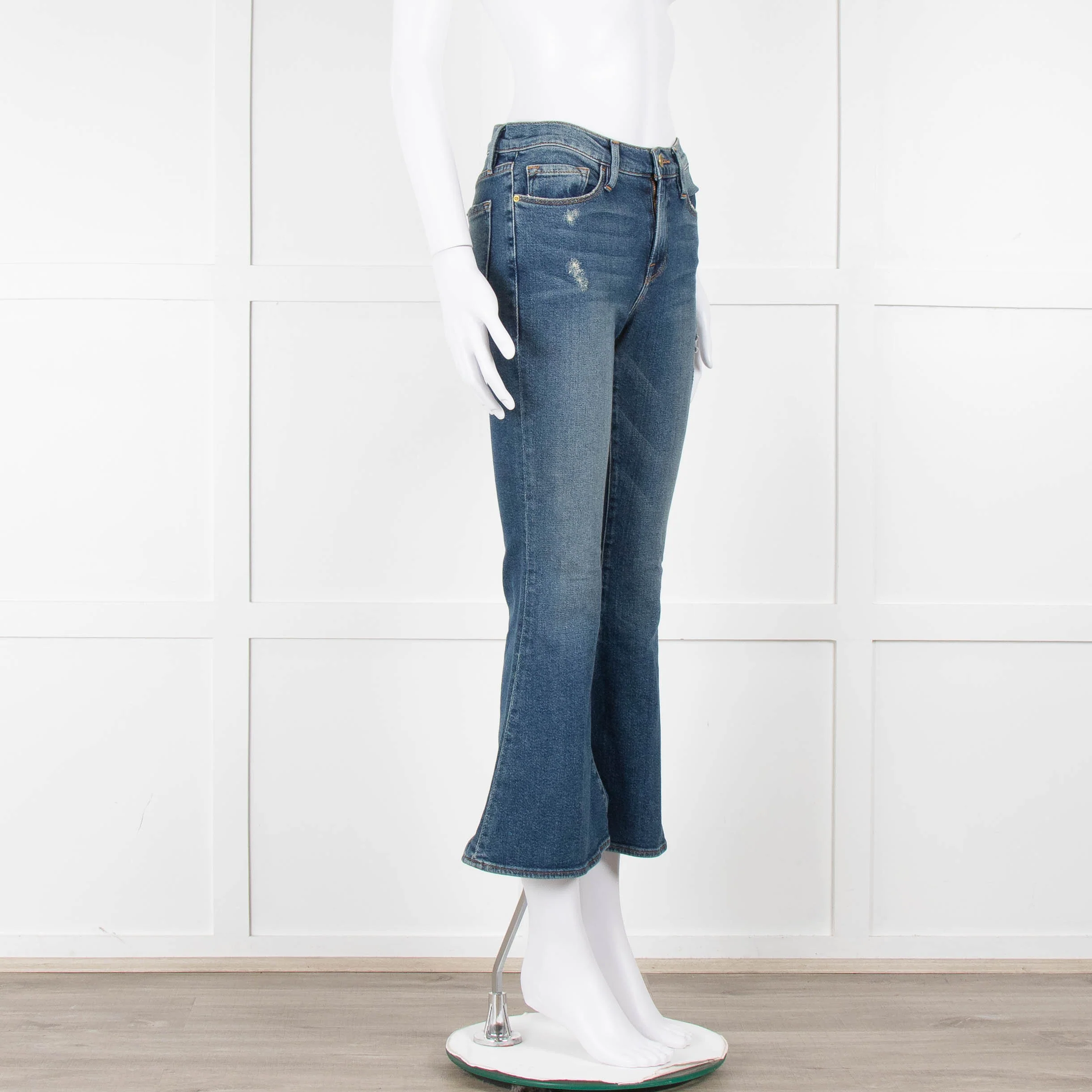 Frame Blue Denim Flared Cropped Jeans - Image 2