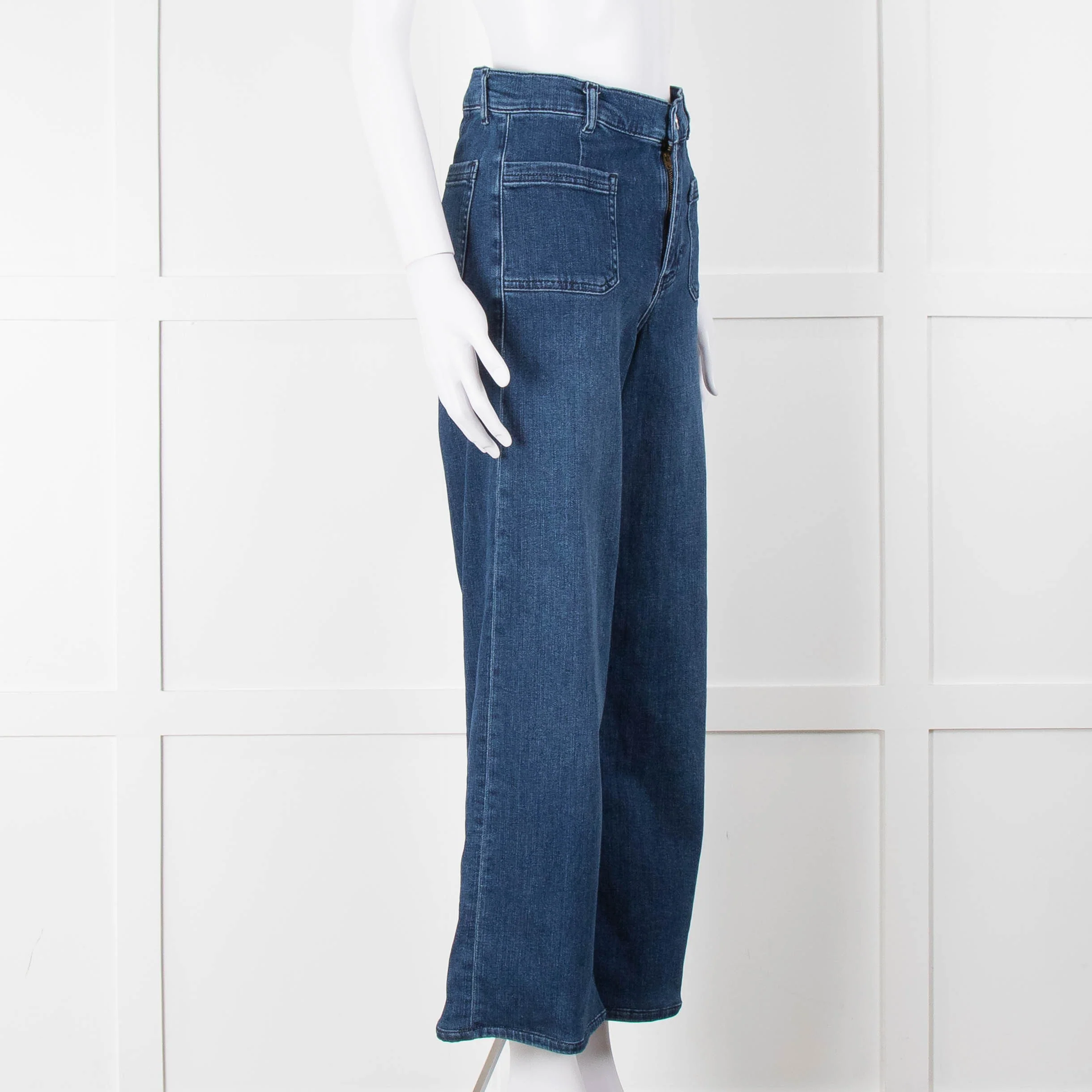 Frame Blue Le Slim Palazzo Wide Cropped Jeans - Image 2
