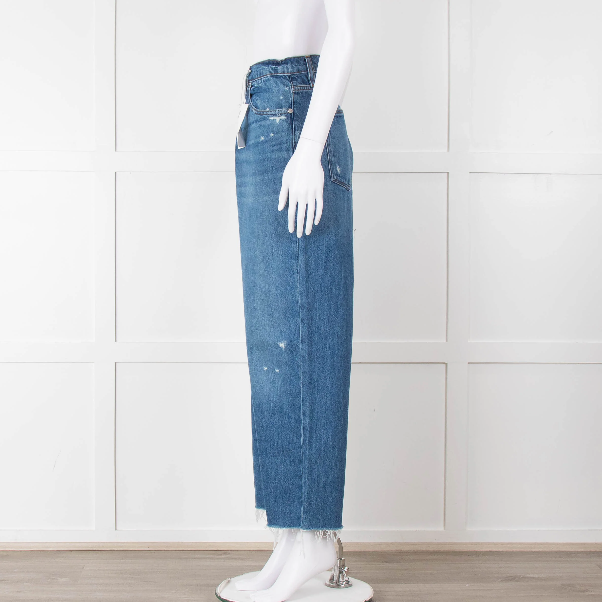 Frame Blue Ribbed Hem Cropped Jeans - Image 7