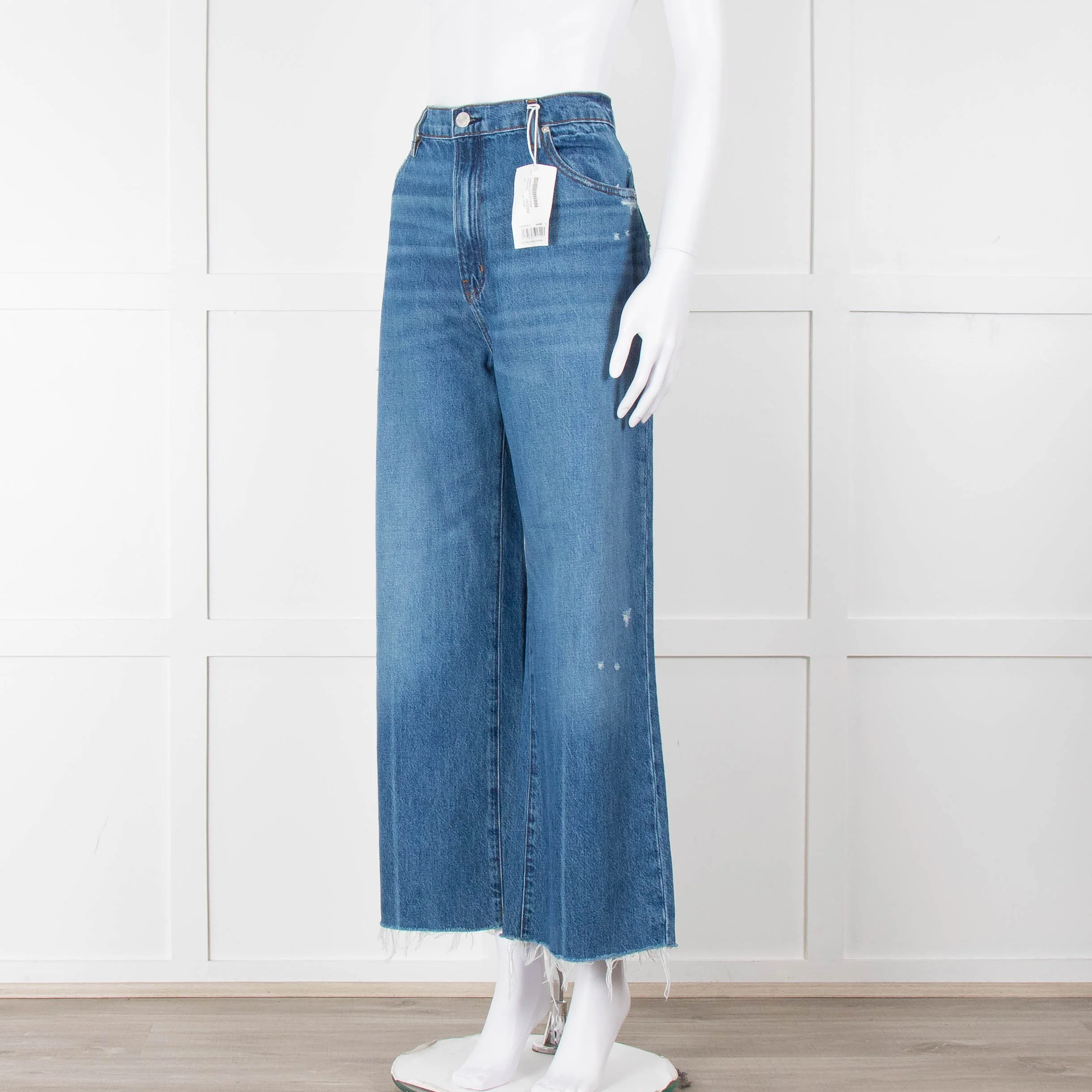 Frame Blue Ribbed Hem Cropped Jeans - Image 8