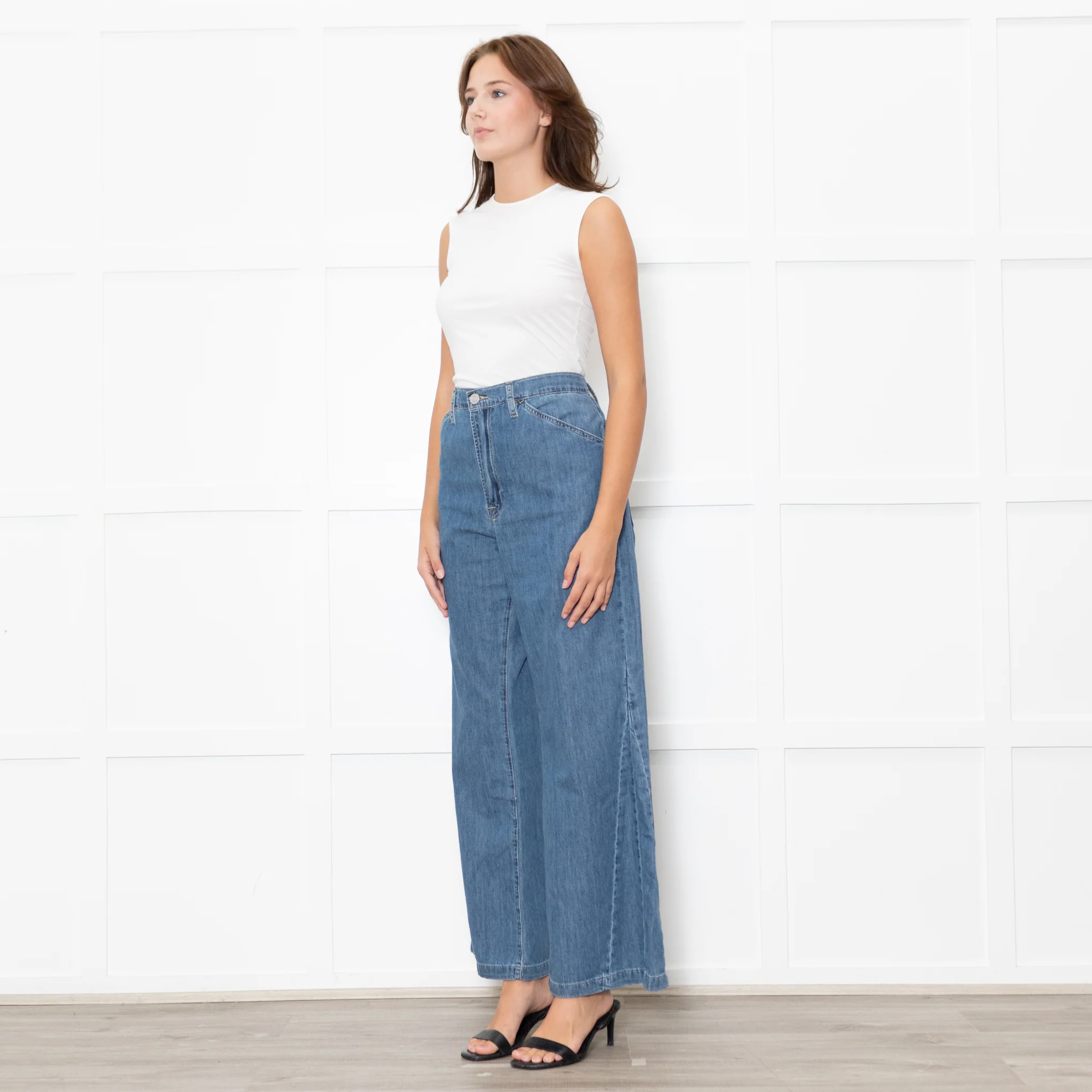 Frame Blue Wide Leg Le Baggy Palazzo Jeans - Image 3