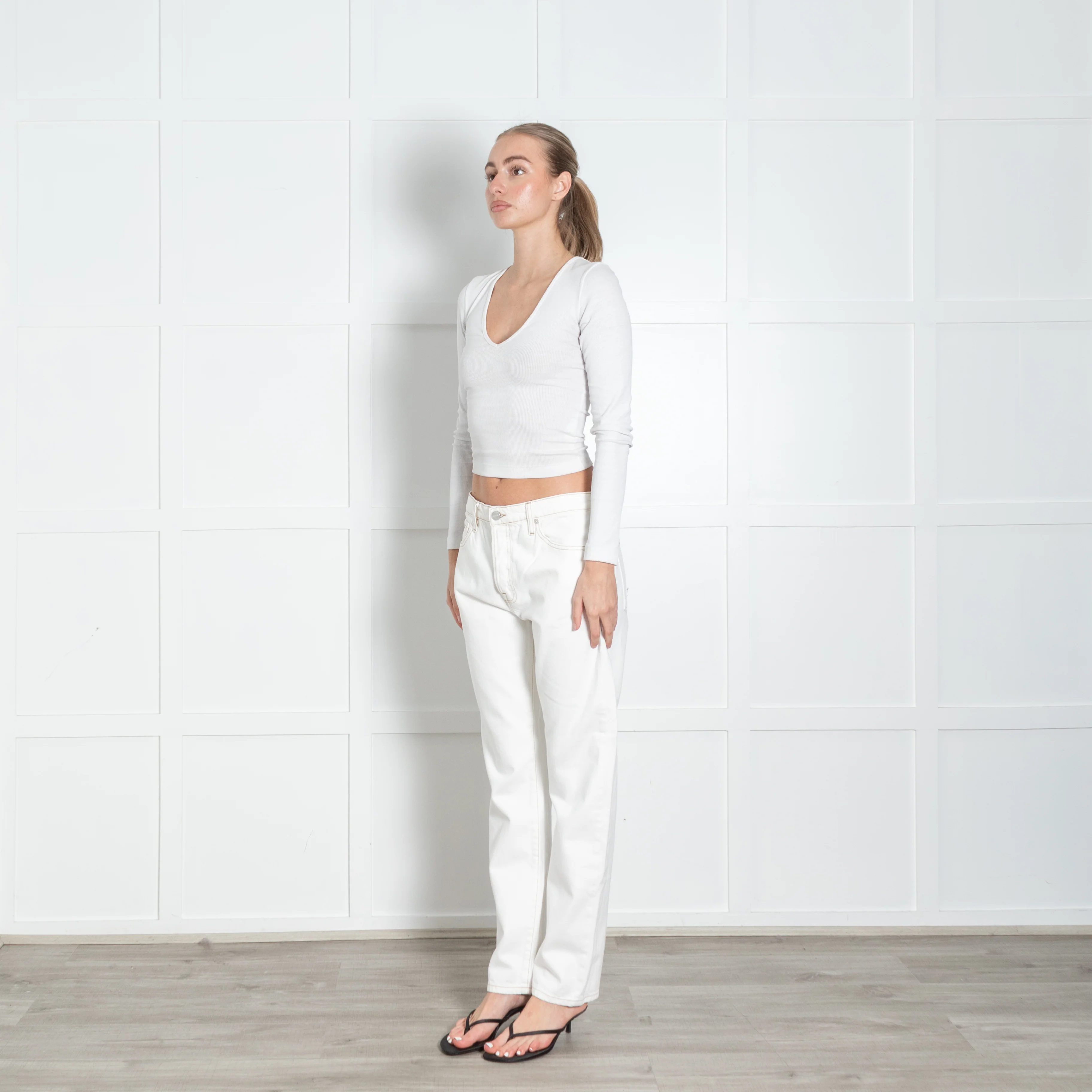 Frame Cream Denim Le Slouch Jeans - Image 3