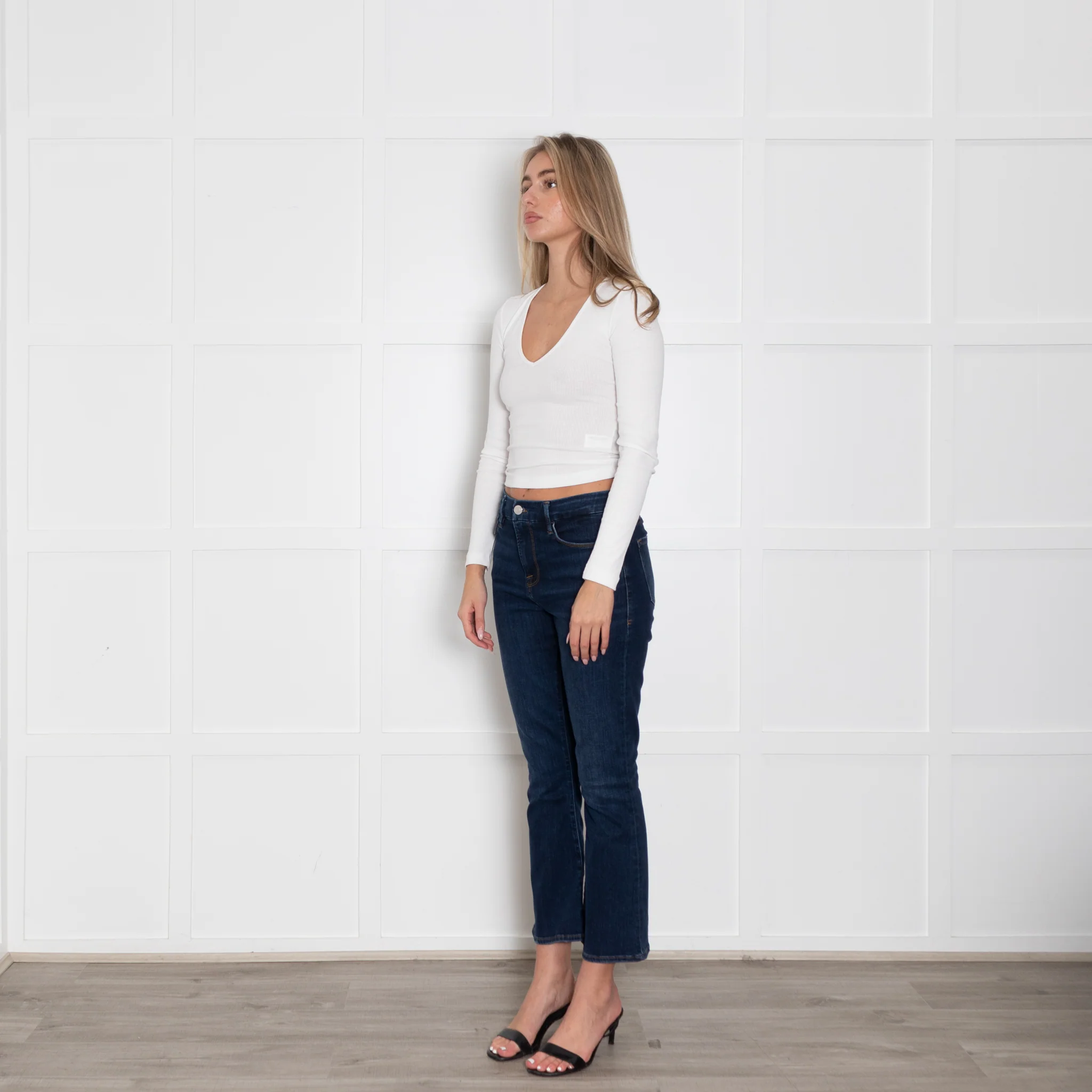 Frame Dark Blue Denim Le Crop Mini Boot Jeans - Image 3