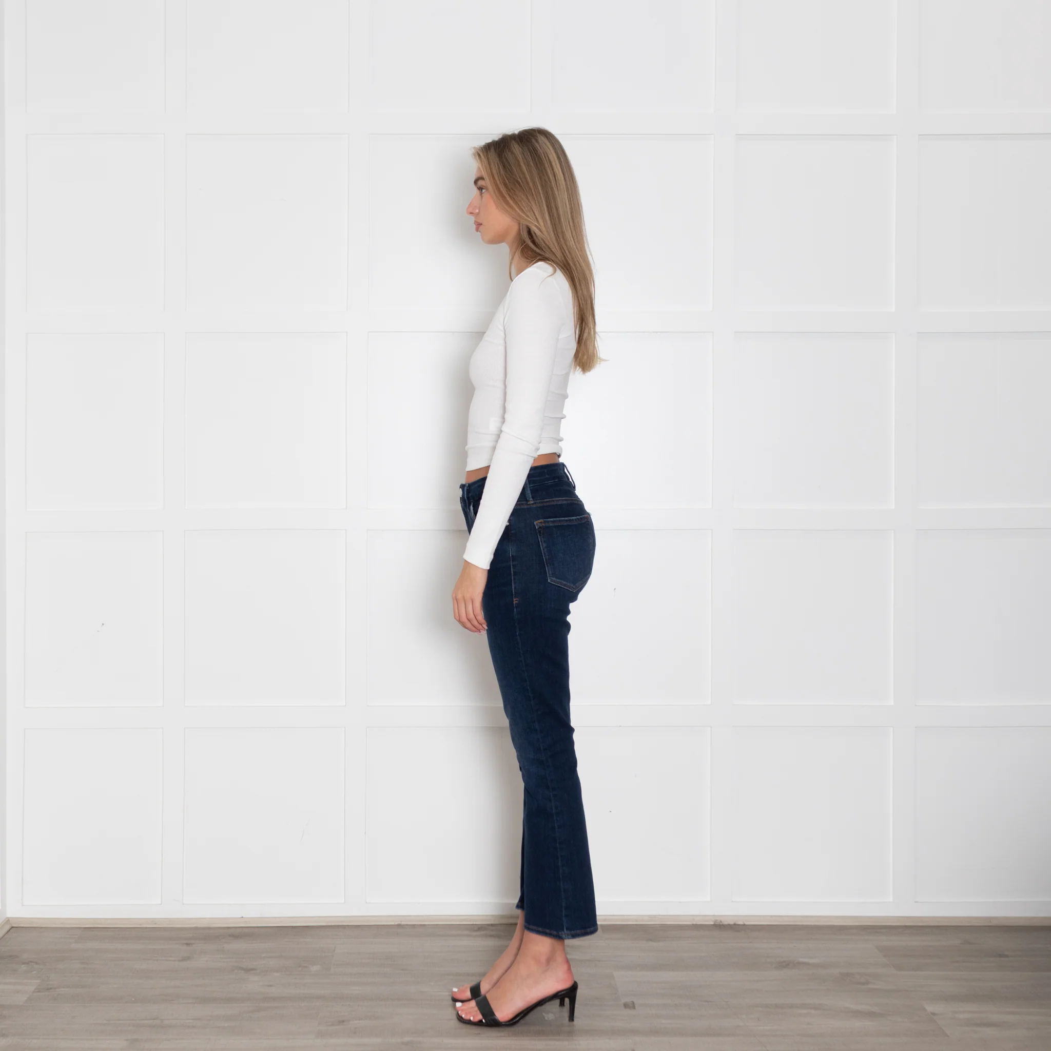 Frame Dark Blue Denim Le Crop Mini Boot Jeans - Image 4